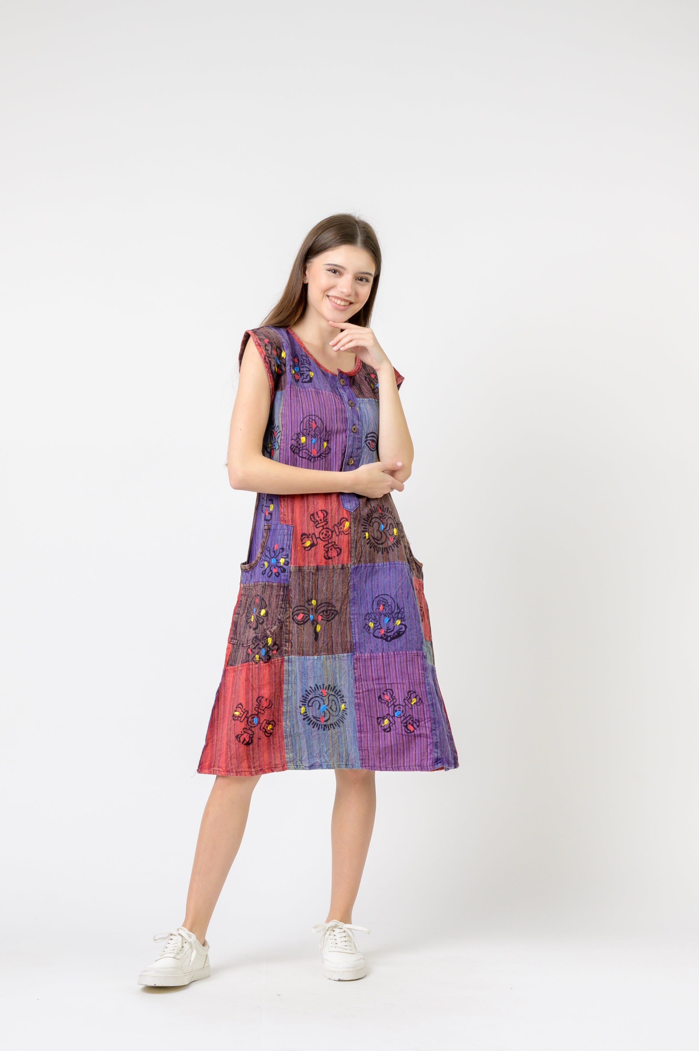 Half-Button Midi Dress