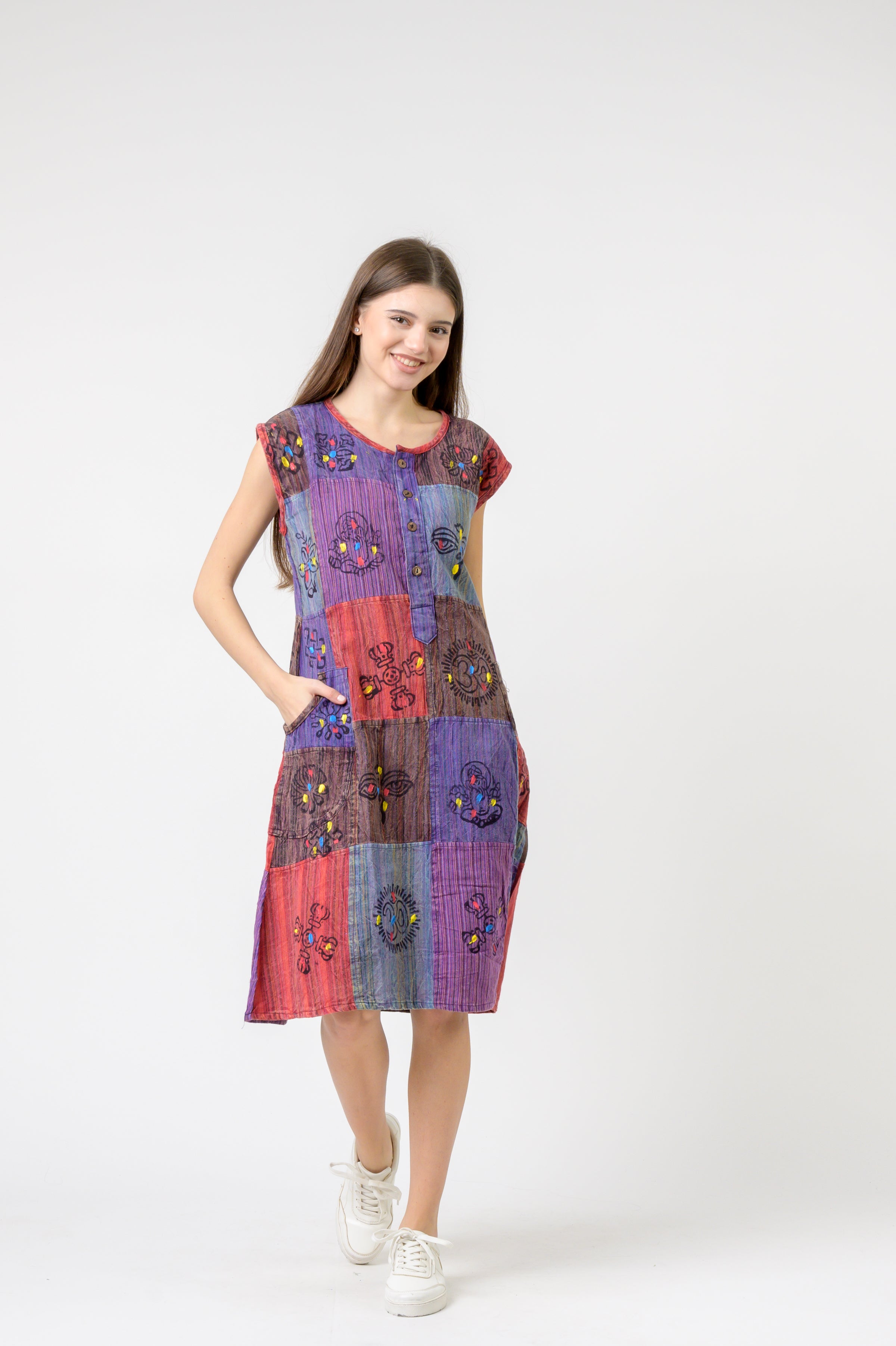 Half-Button Midi Dress