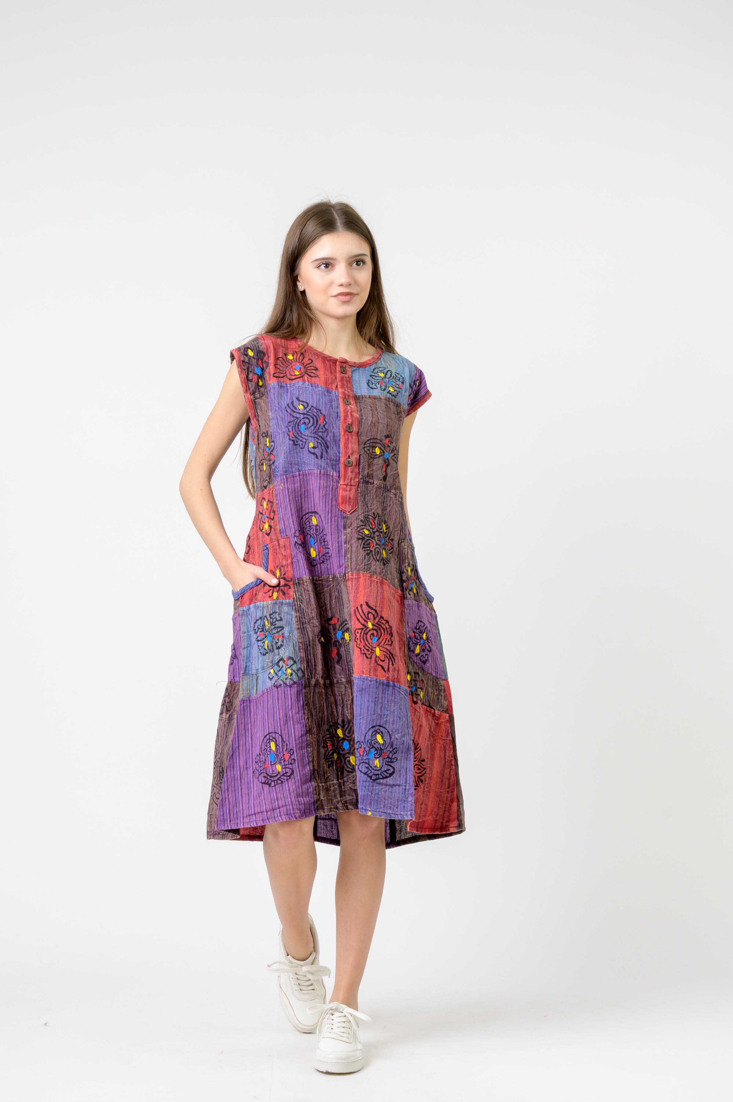 Rhea Half-Button Midi Dress