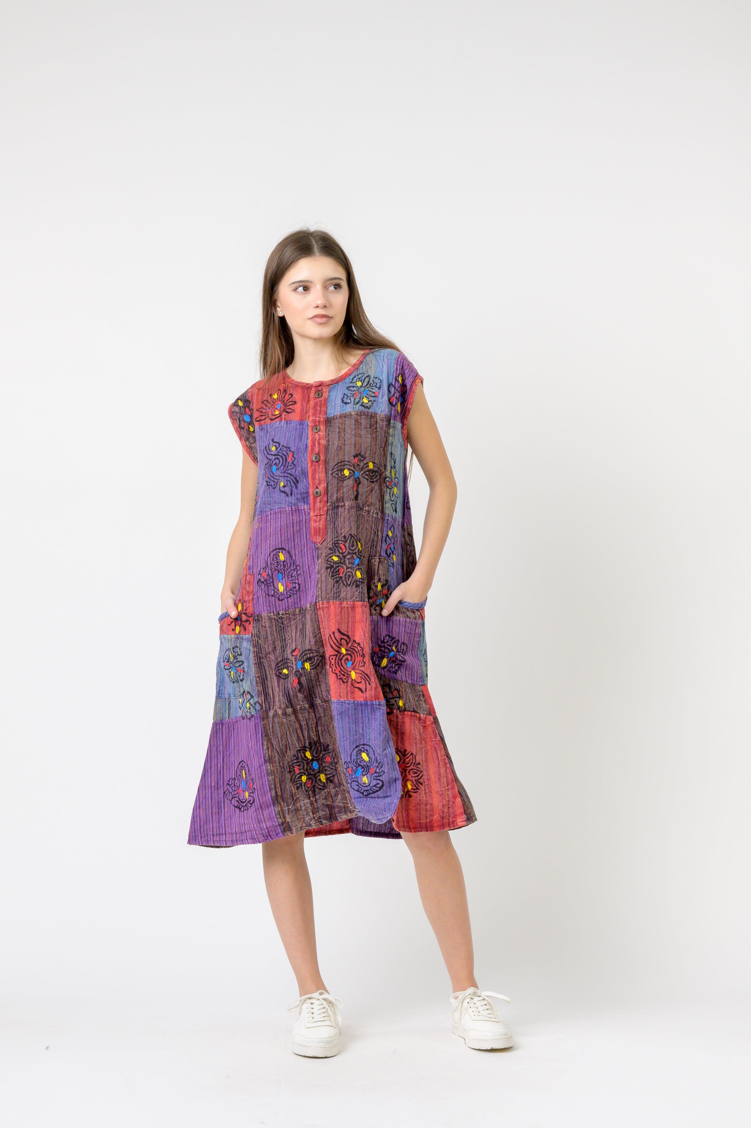 Half-Button Midi Dress