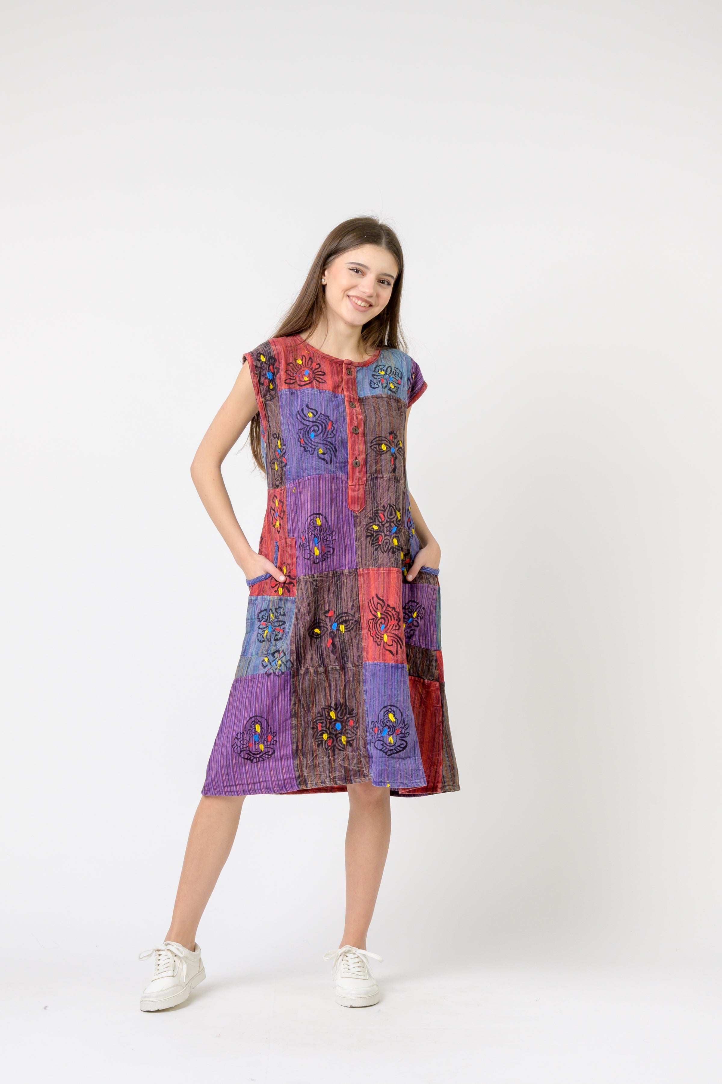 Half-Button Midi Dress