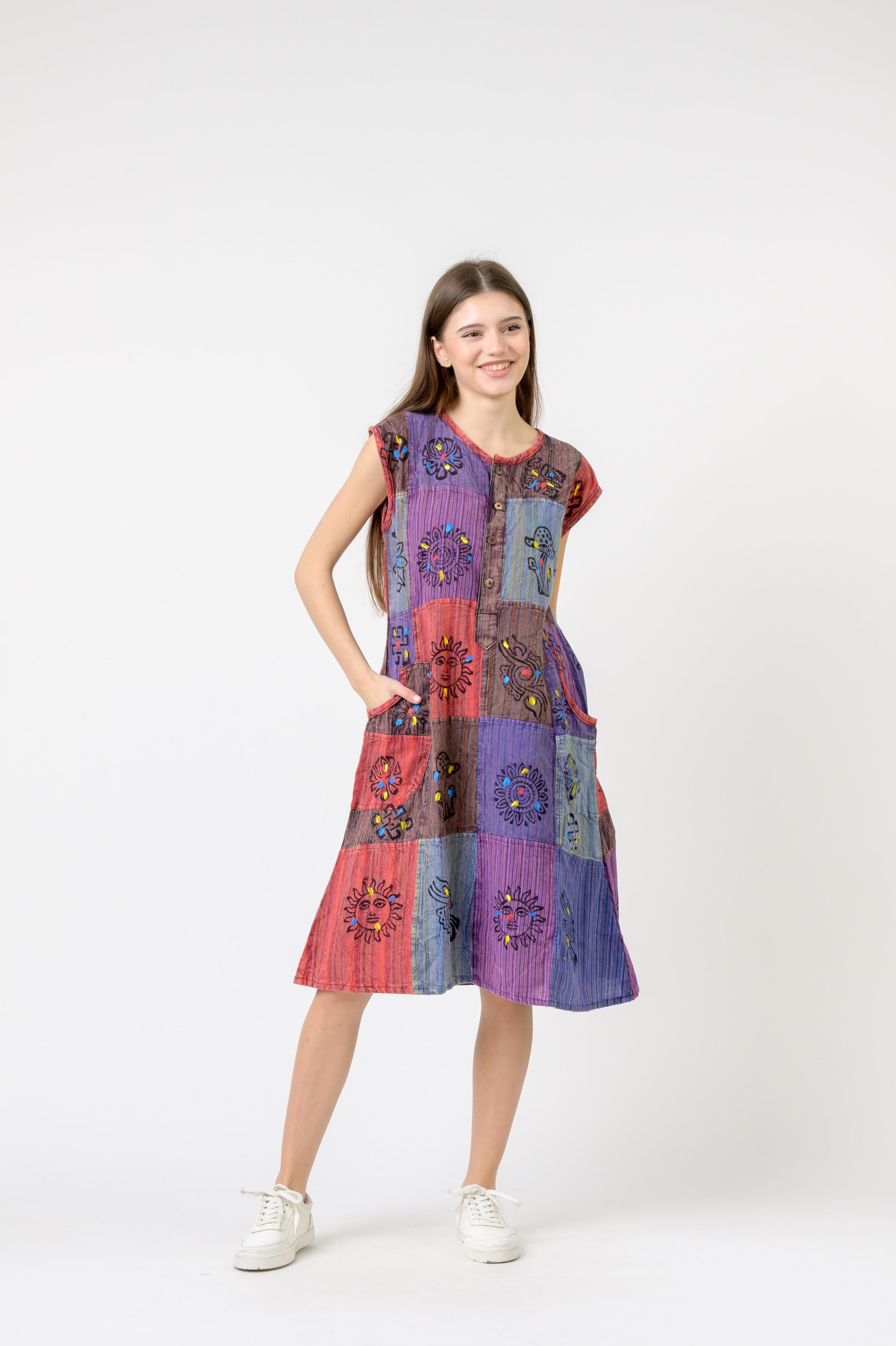 Rhea Half-Button Midi Dress