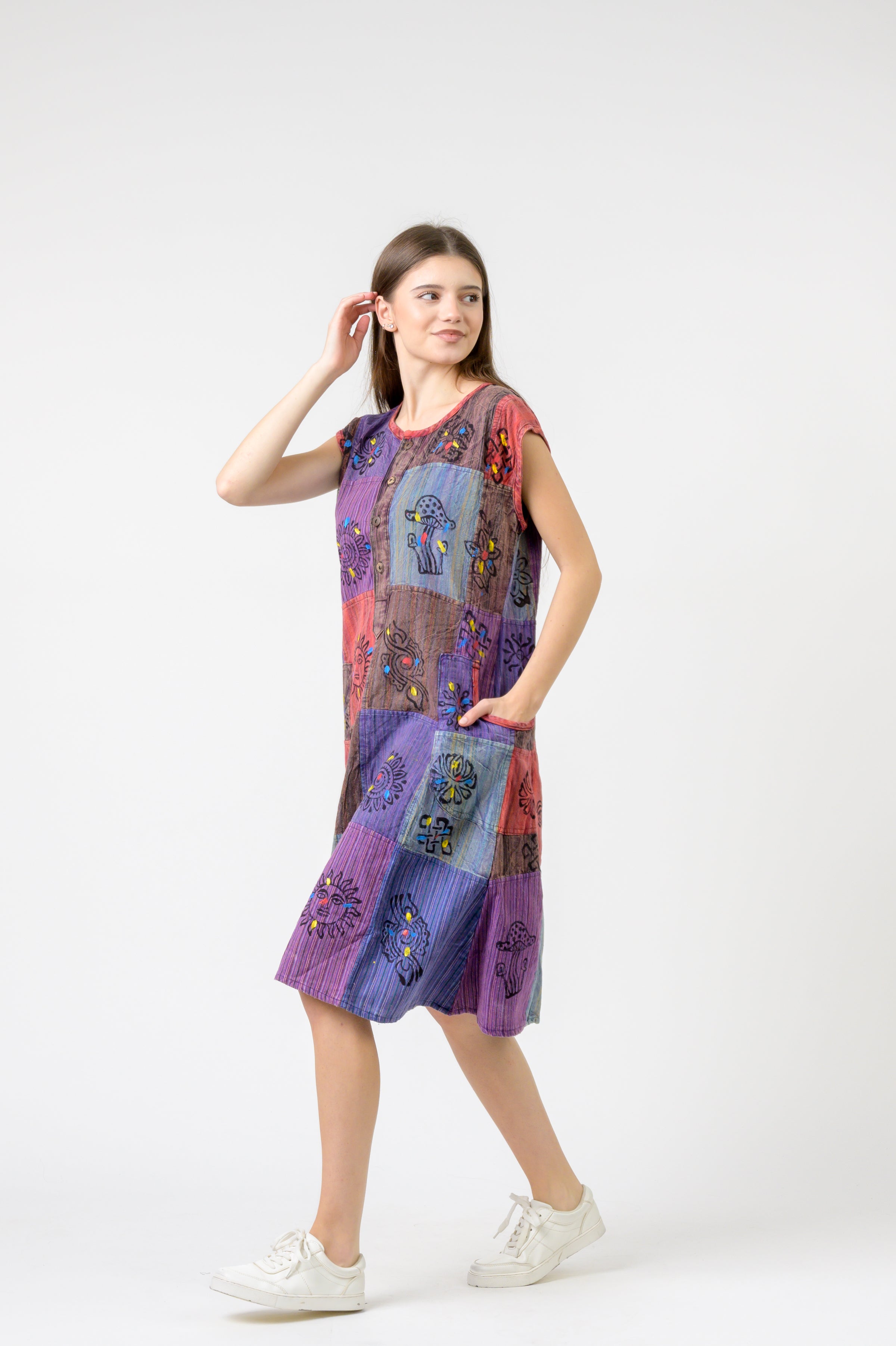 Half-Button Midi Dress