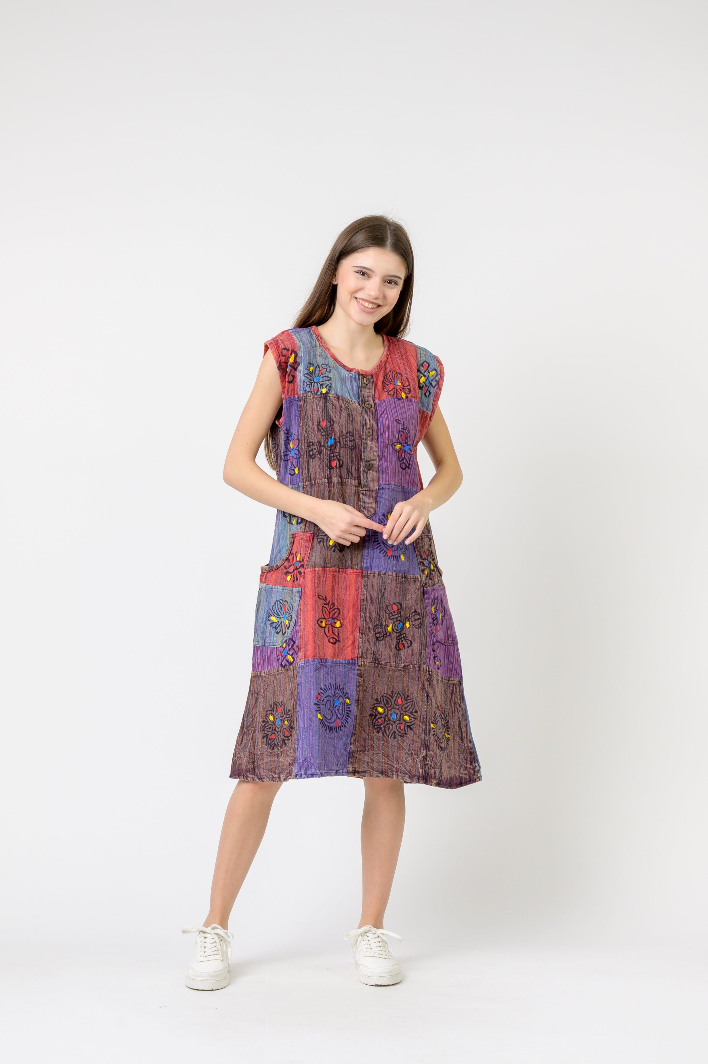 Rhea Half-Button Midi Dress
