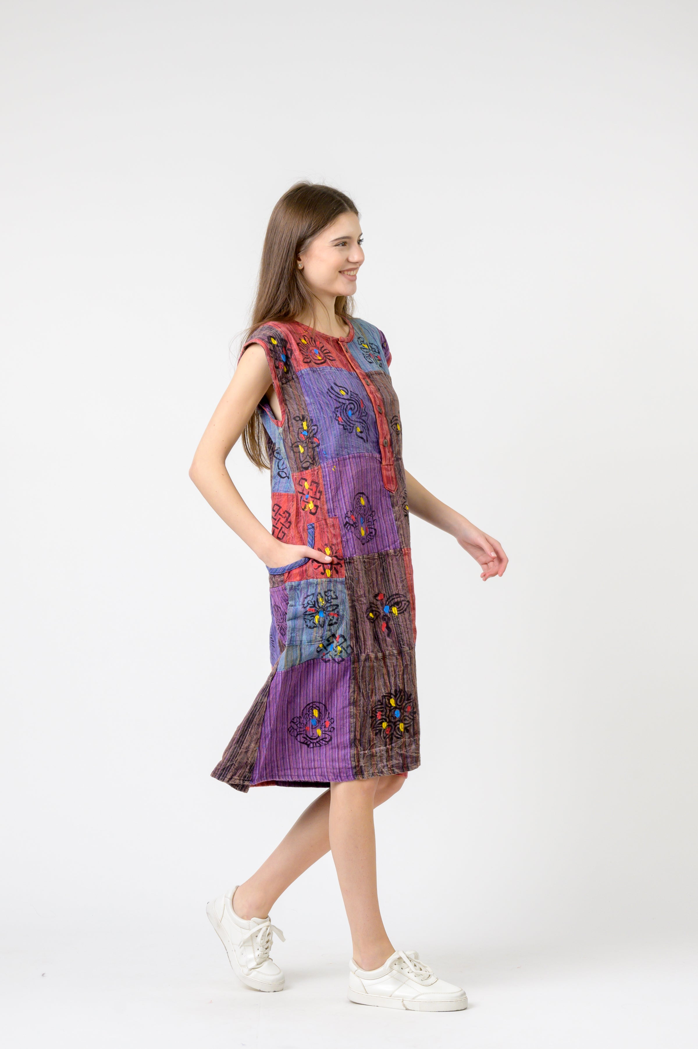 Half-Button Midi Dress