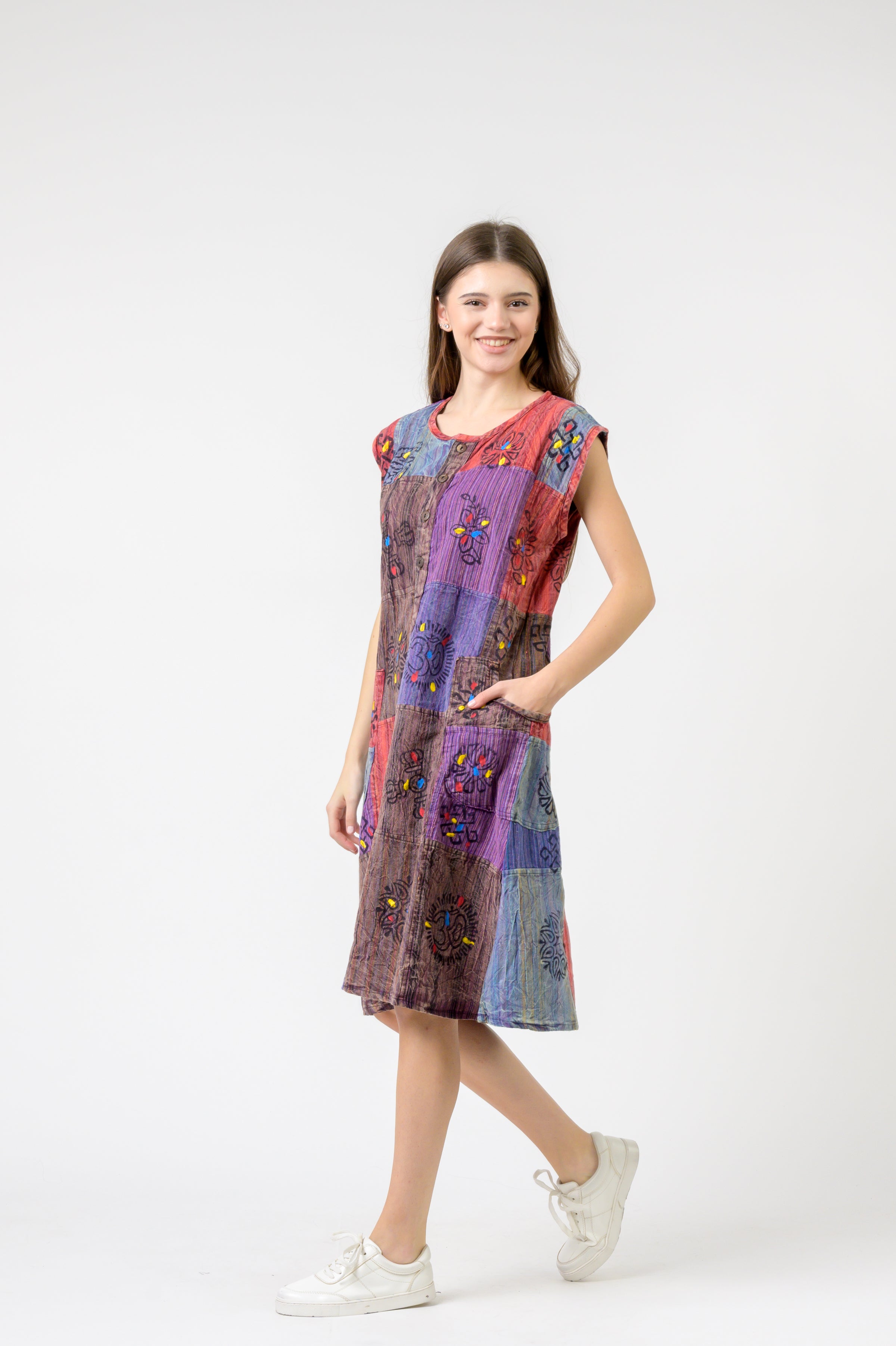 Half-Button Midi Dress