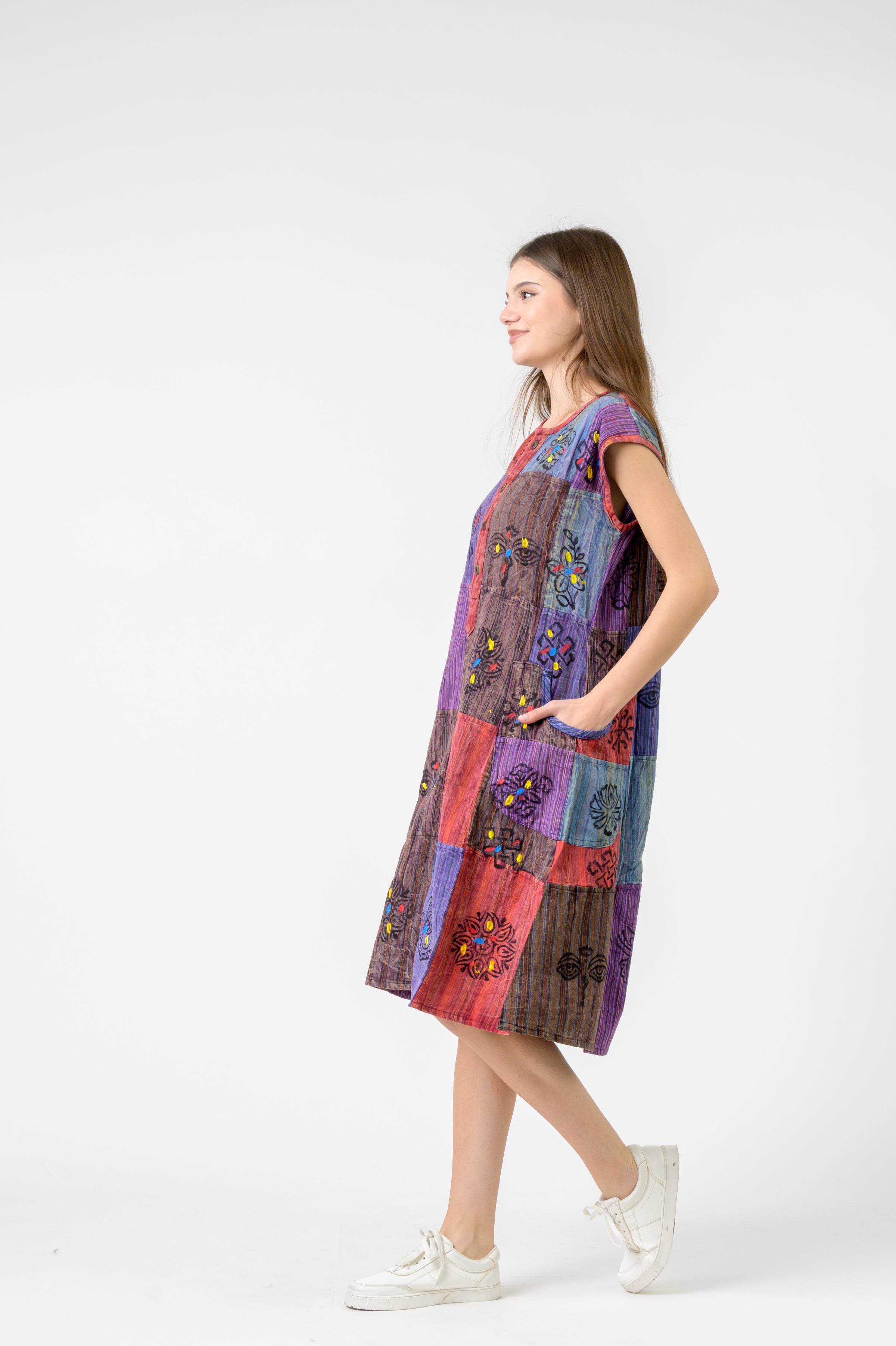 Half-Button Midi Dress