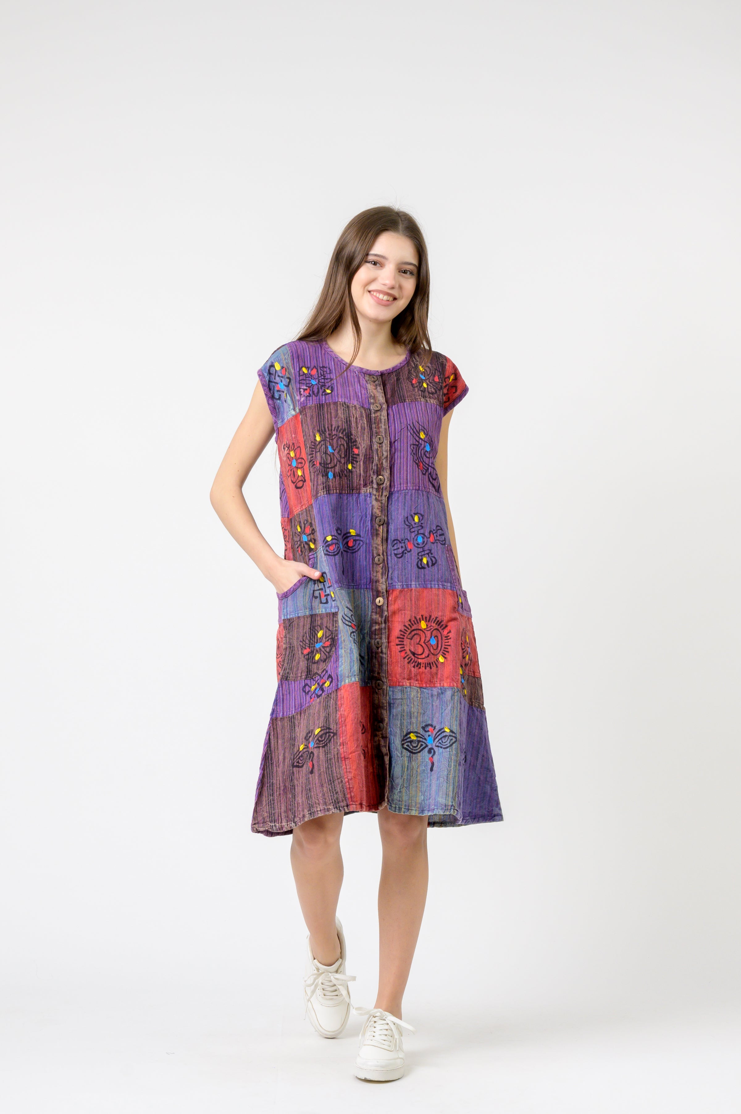 Half-Button Midi Dress