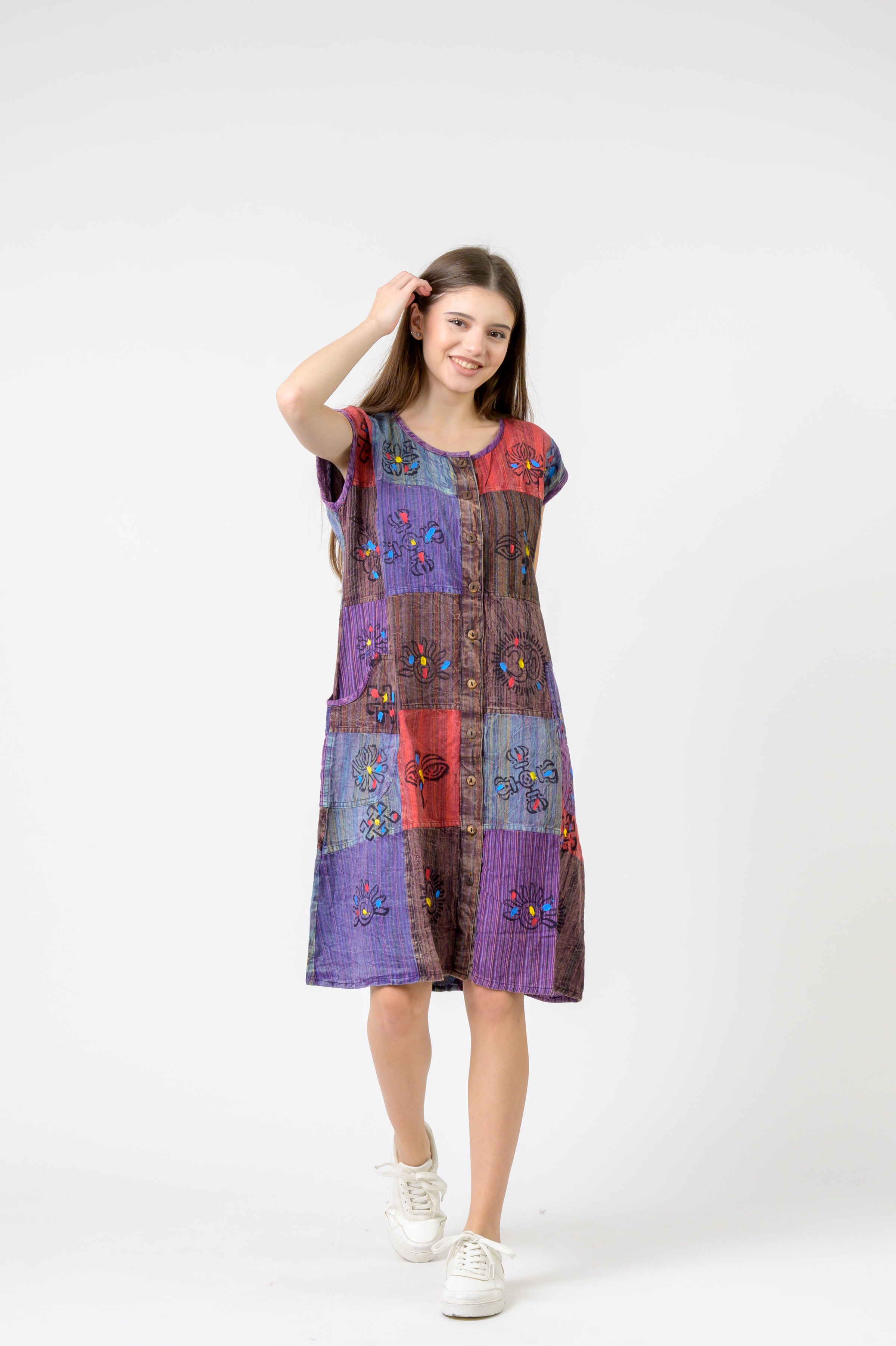 Half-Button Midi Dress