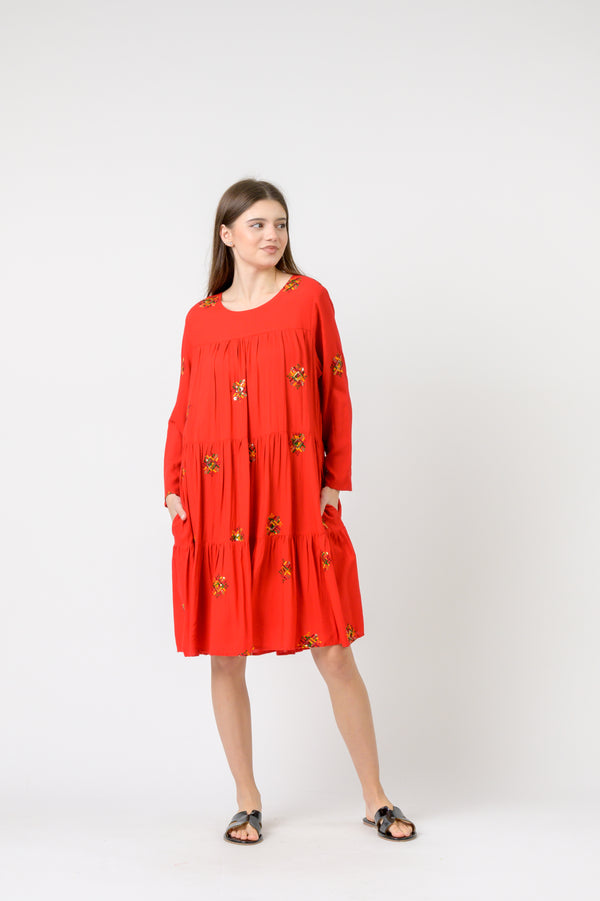 Turin Stars Dress - Red