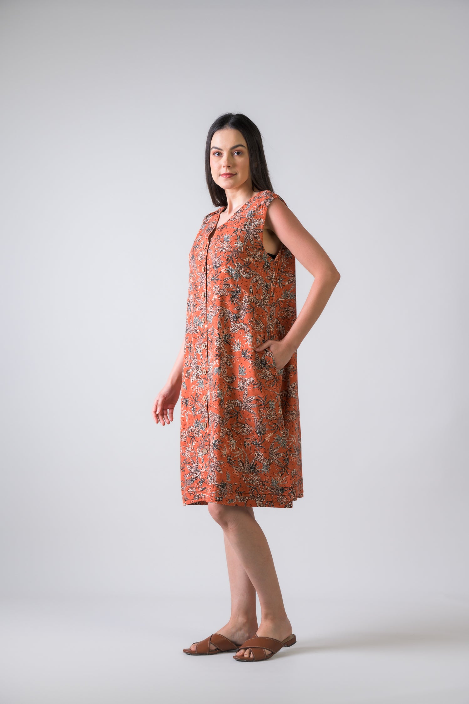 Teaberry Print Heron Dress - Firebrick