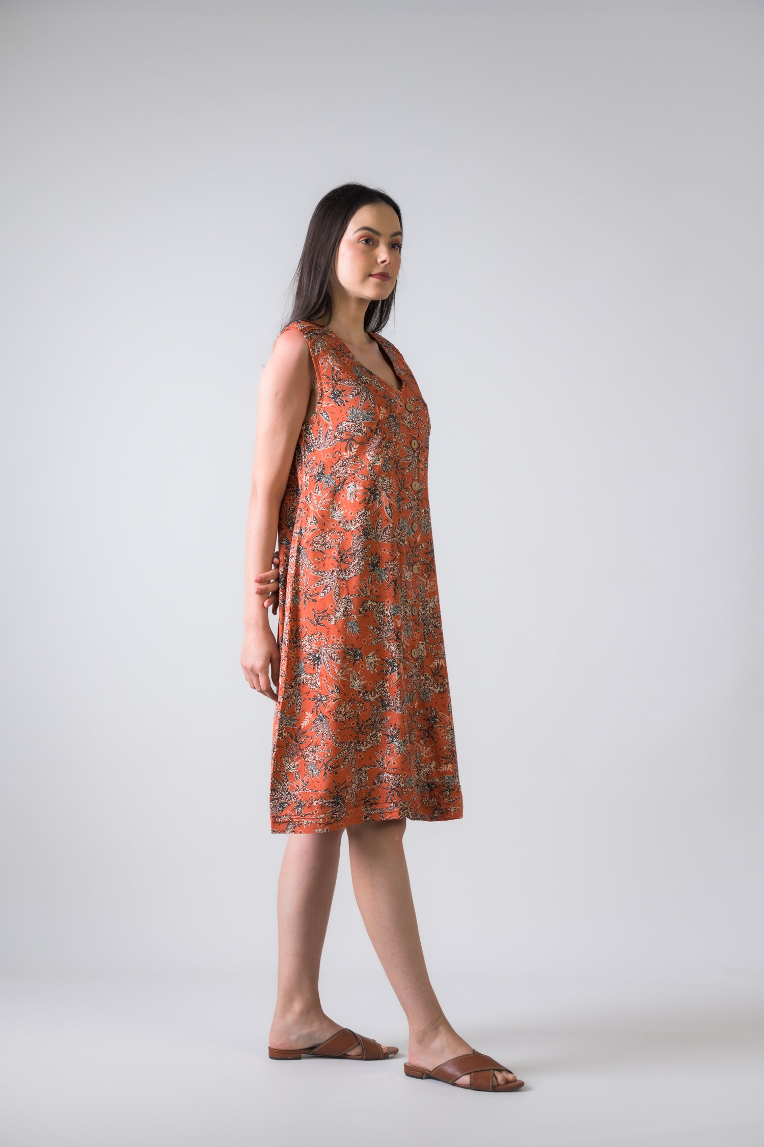 Teaberry Print Heron Dress - Firebrick