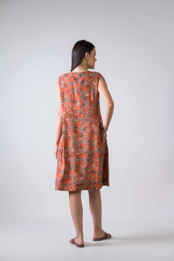 Teaberry Print Heron Dress - Firebrick