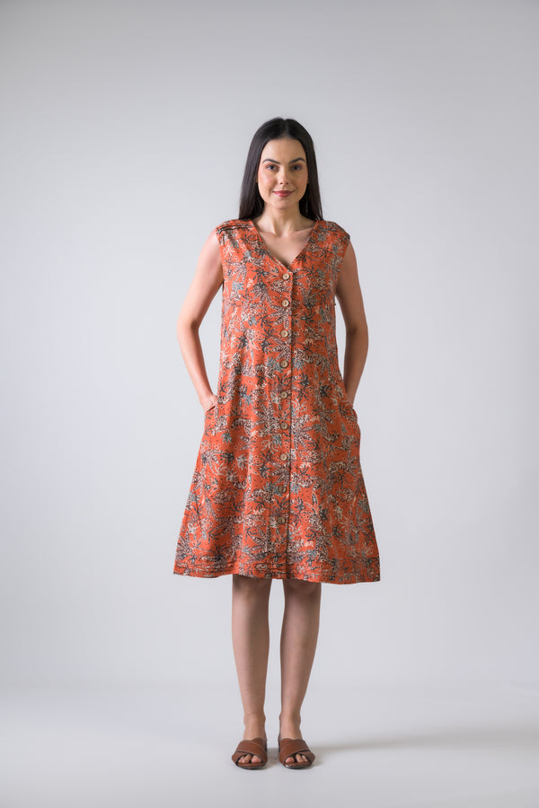 Teaberry Print Heron Dress - Firebrick