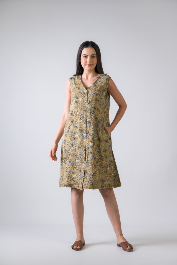 Teaberry Print Heron Dress - Beige