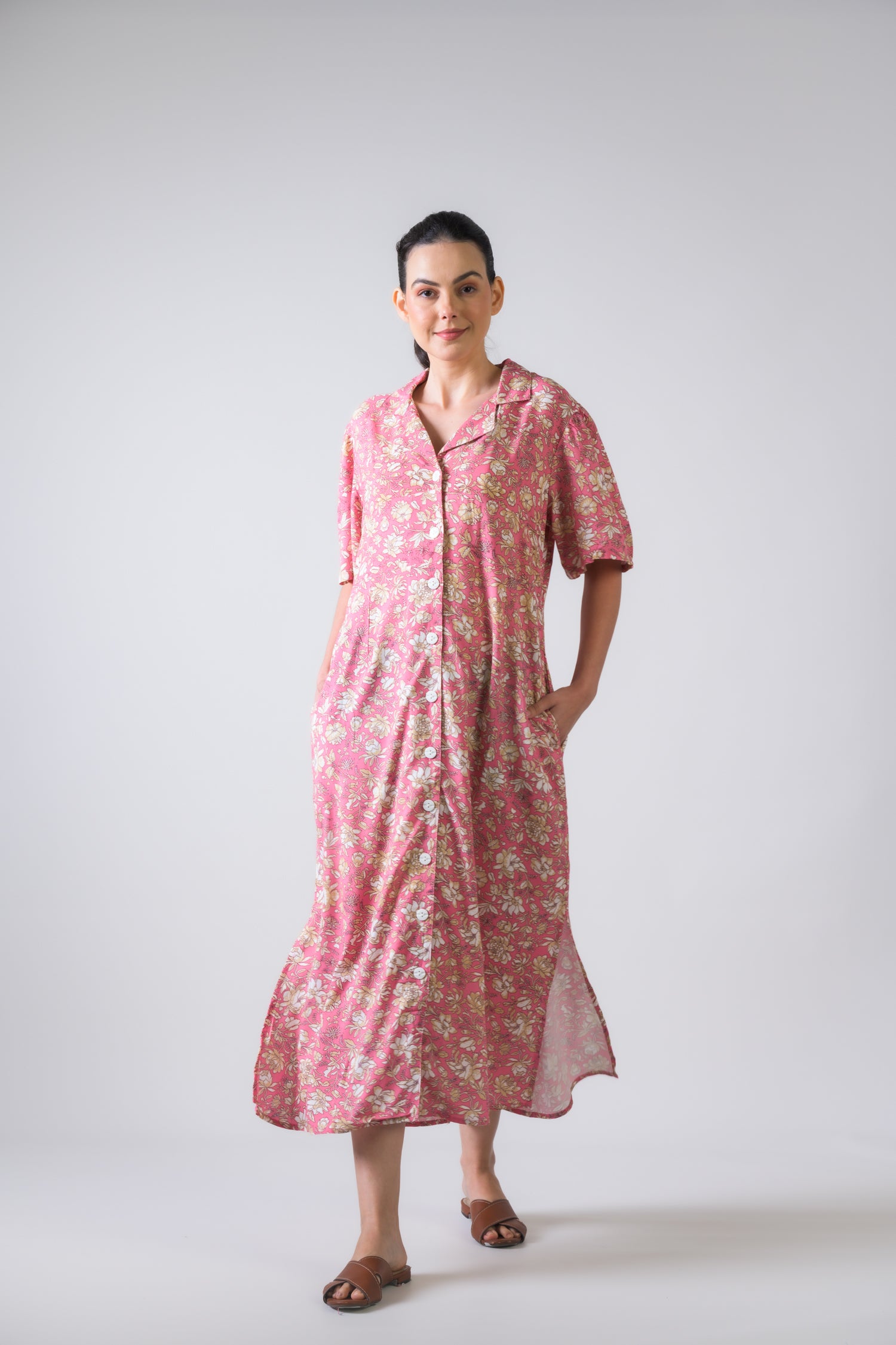 Flower Print Griffon Dress - Pink
