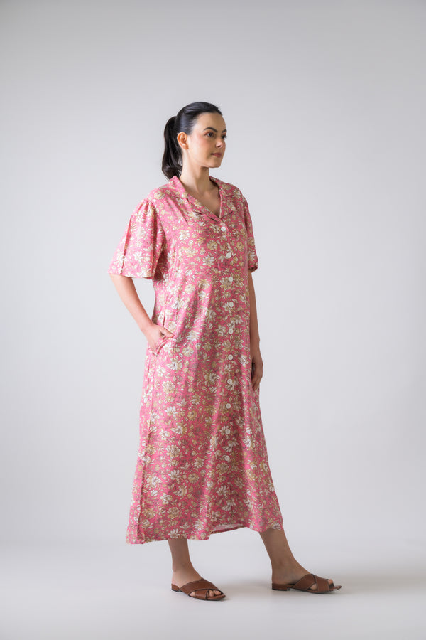 Flower Print Griffon Dress - Pink