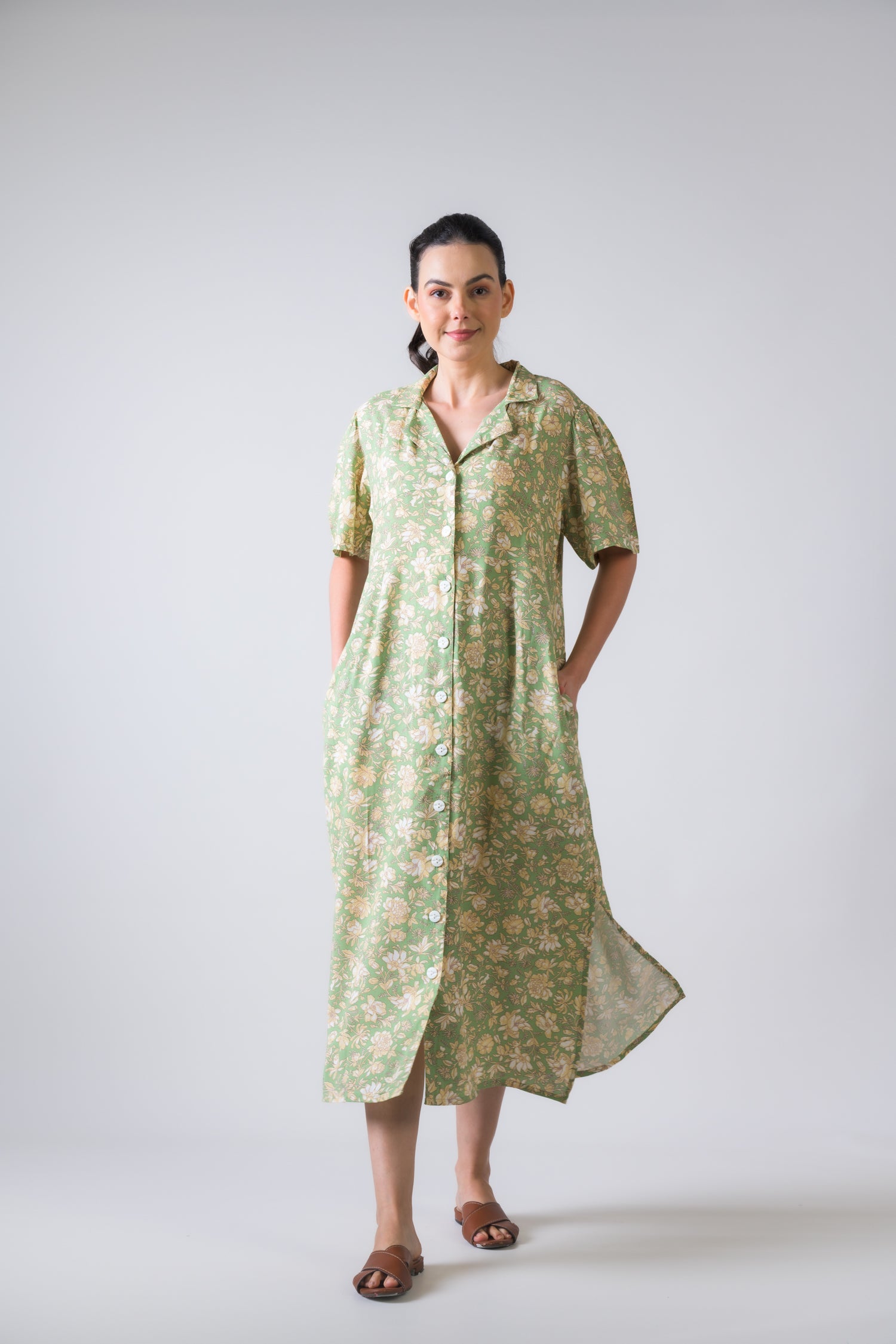 Flower Print Griffon Dress - Green