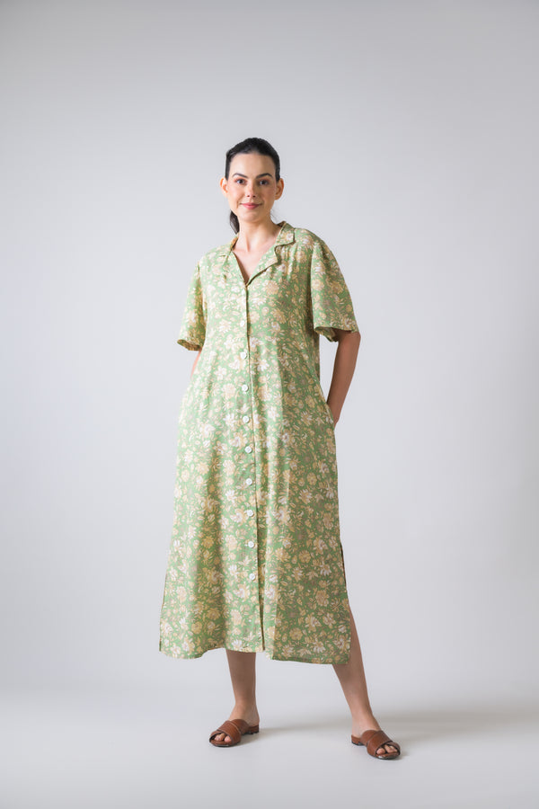 Flower Print Griffon Dress - Green