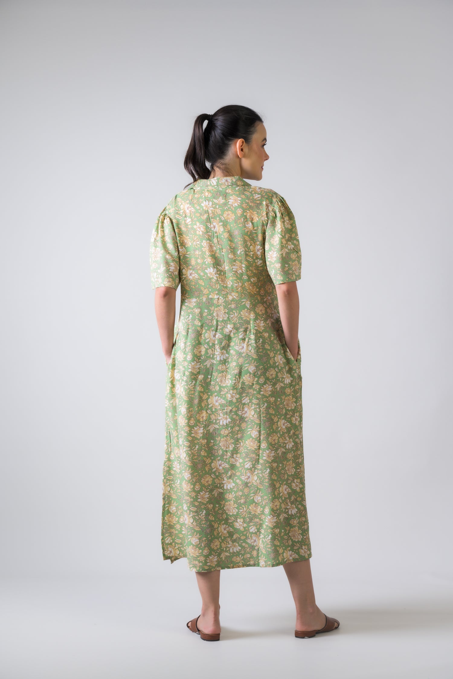 Flower Print Griffon Dress - Green