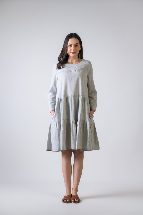 Turin Patchwork Boho Maxi Dress - Grey