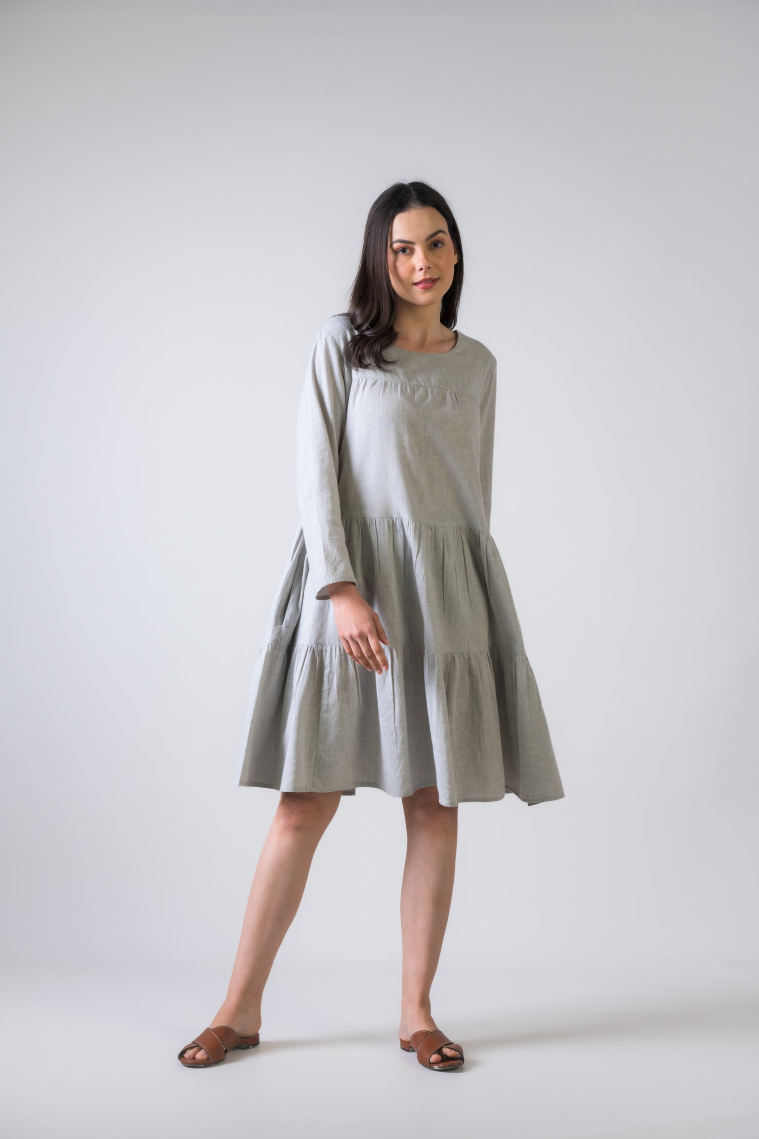 Turin Patchwork Boho Maxi Dress - Grey