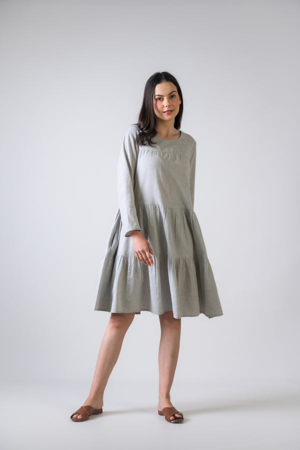 Turin Patchwork Boho Maxi Dress - Grey