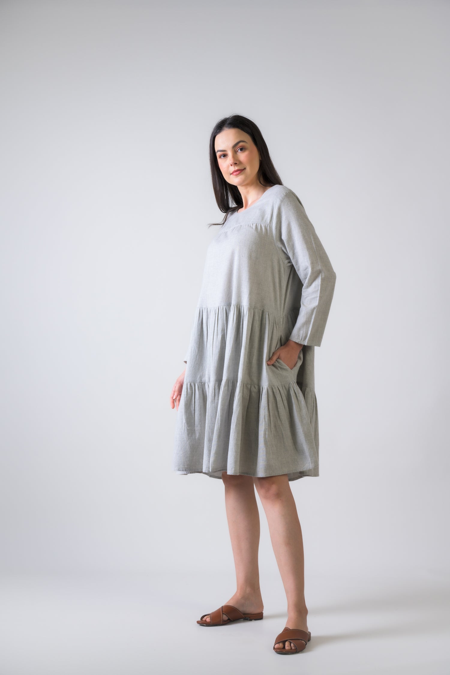 Turin Patchwork Boho Maxi Dress - Grey