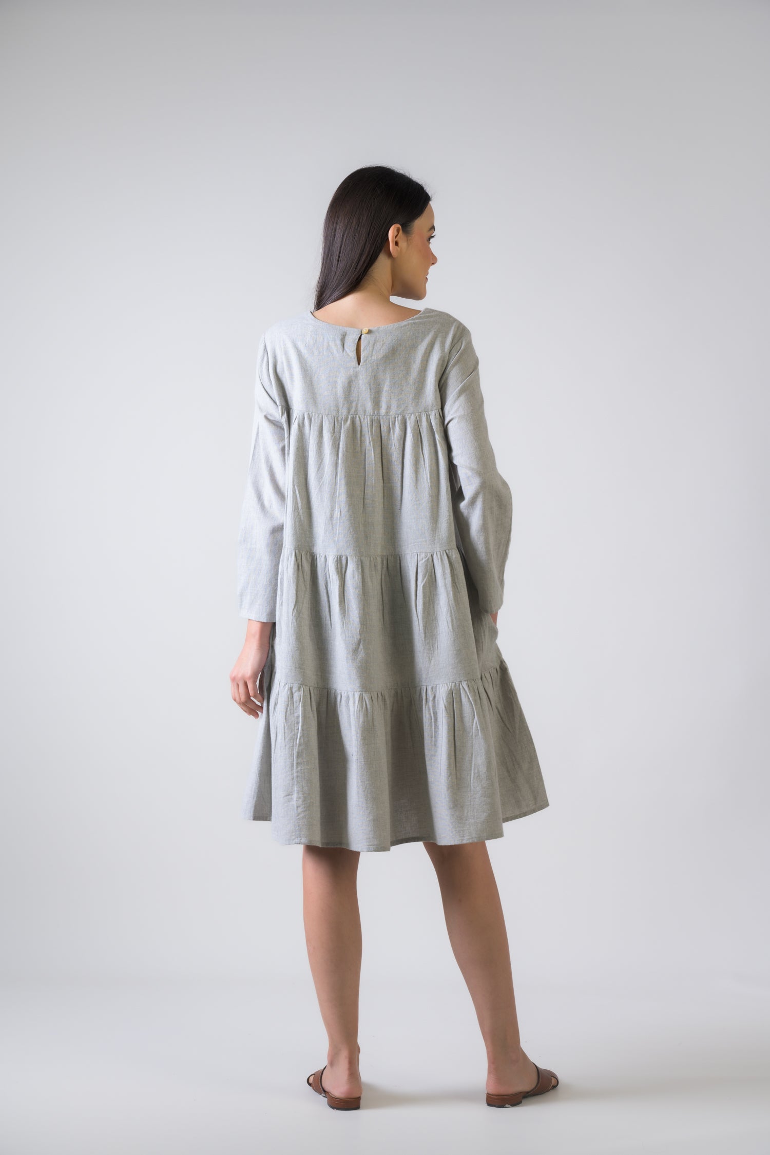 Turin Patchwork Boho Maxi Dress - Grey