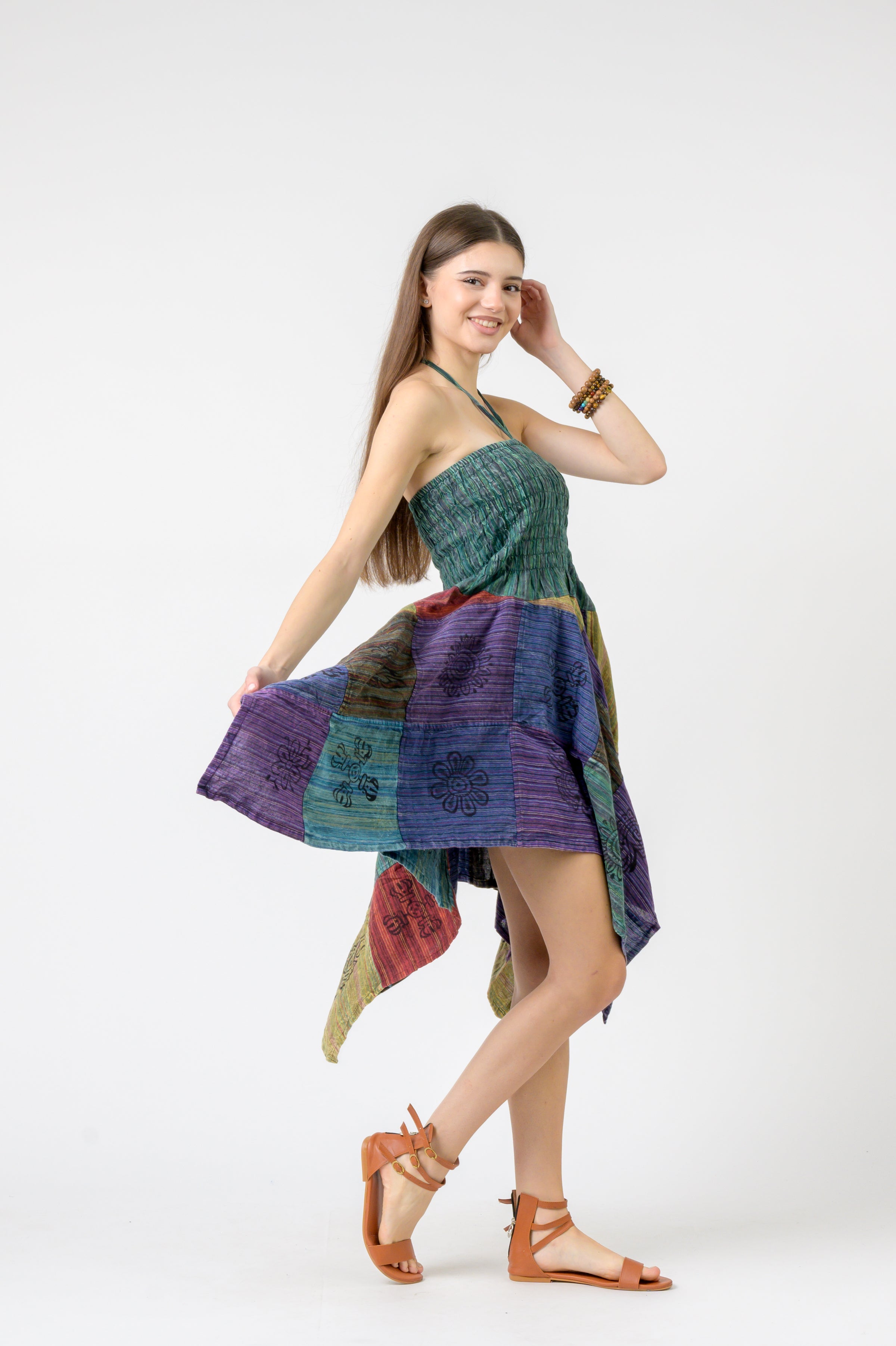 Pied Pattern Dress - Multicolor