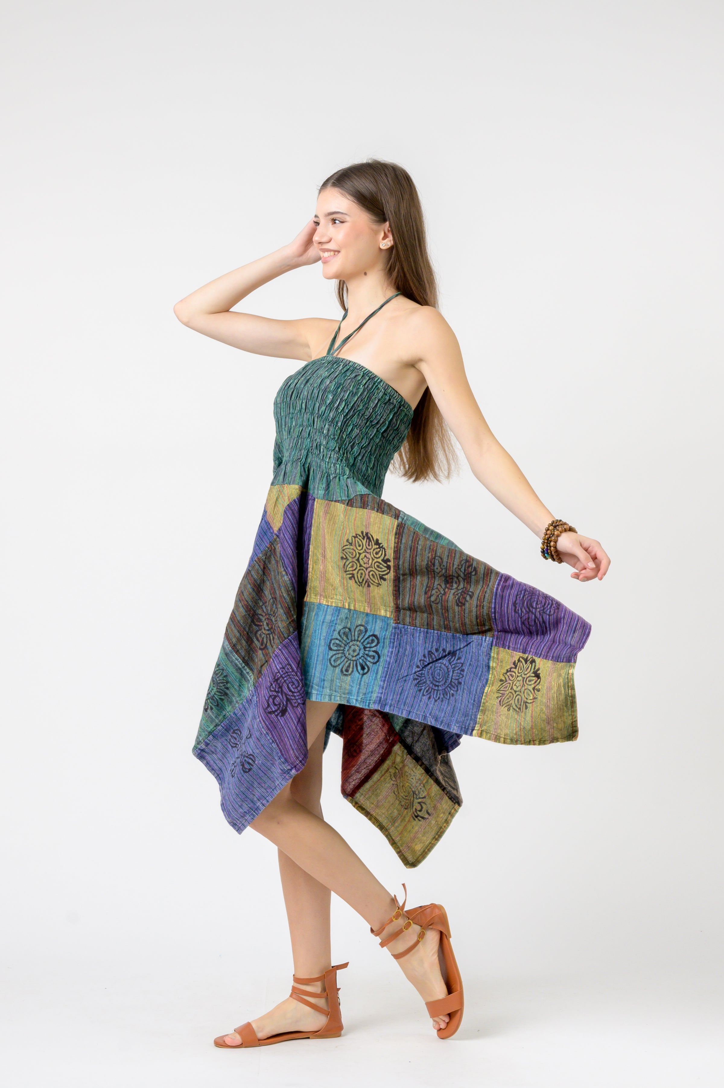 Pied Pattern Dress - Multicolor