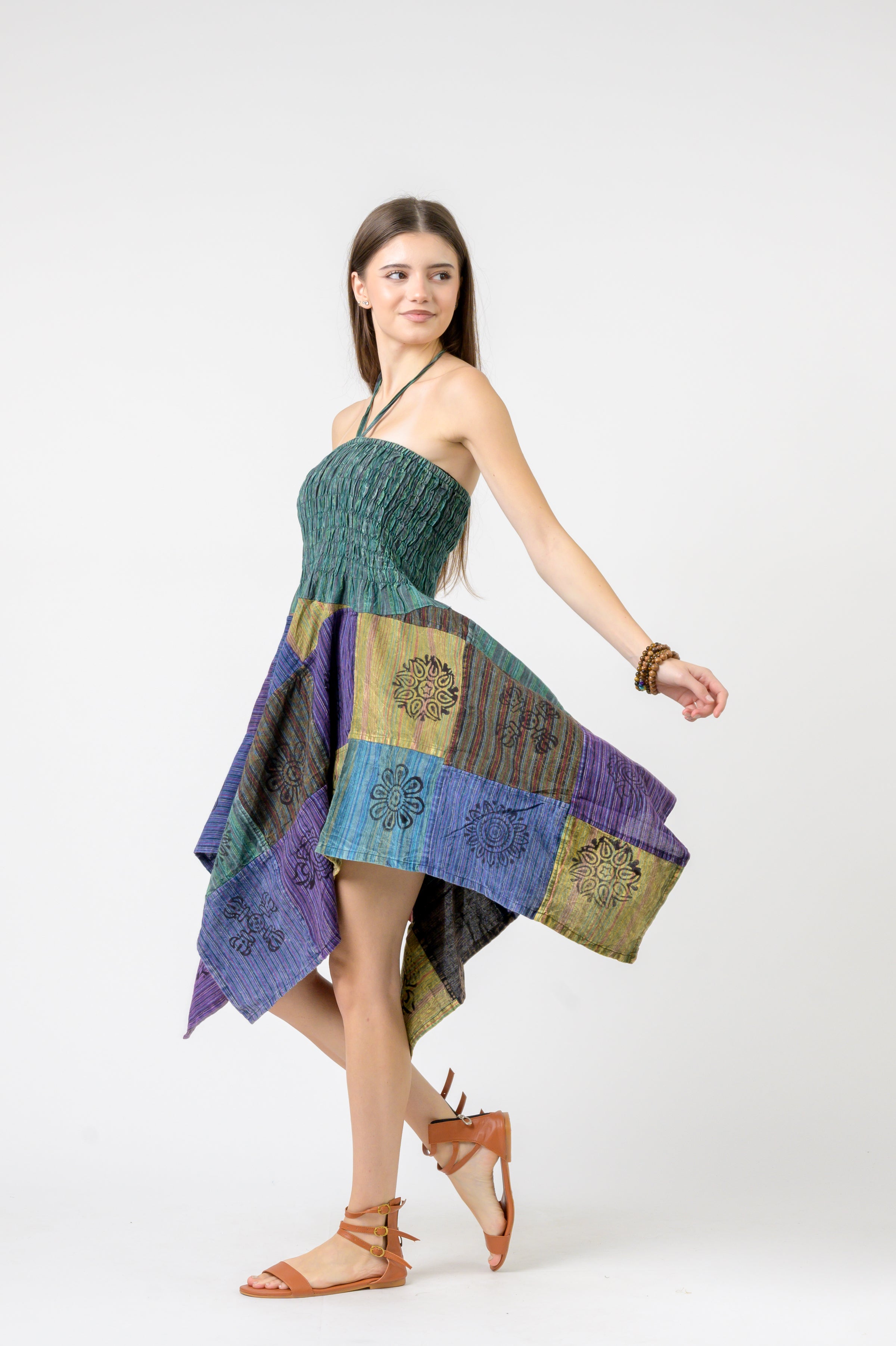 Pied Pattern Dress - Multicolor