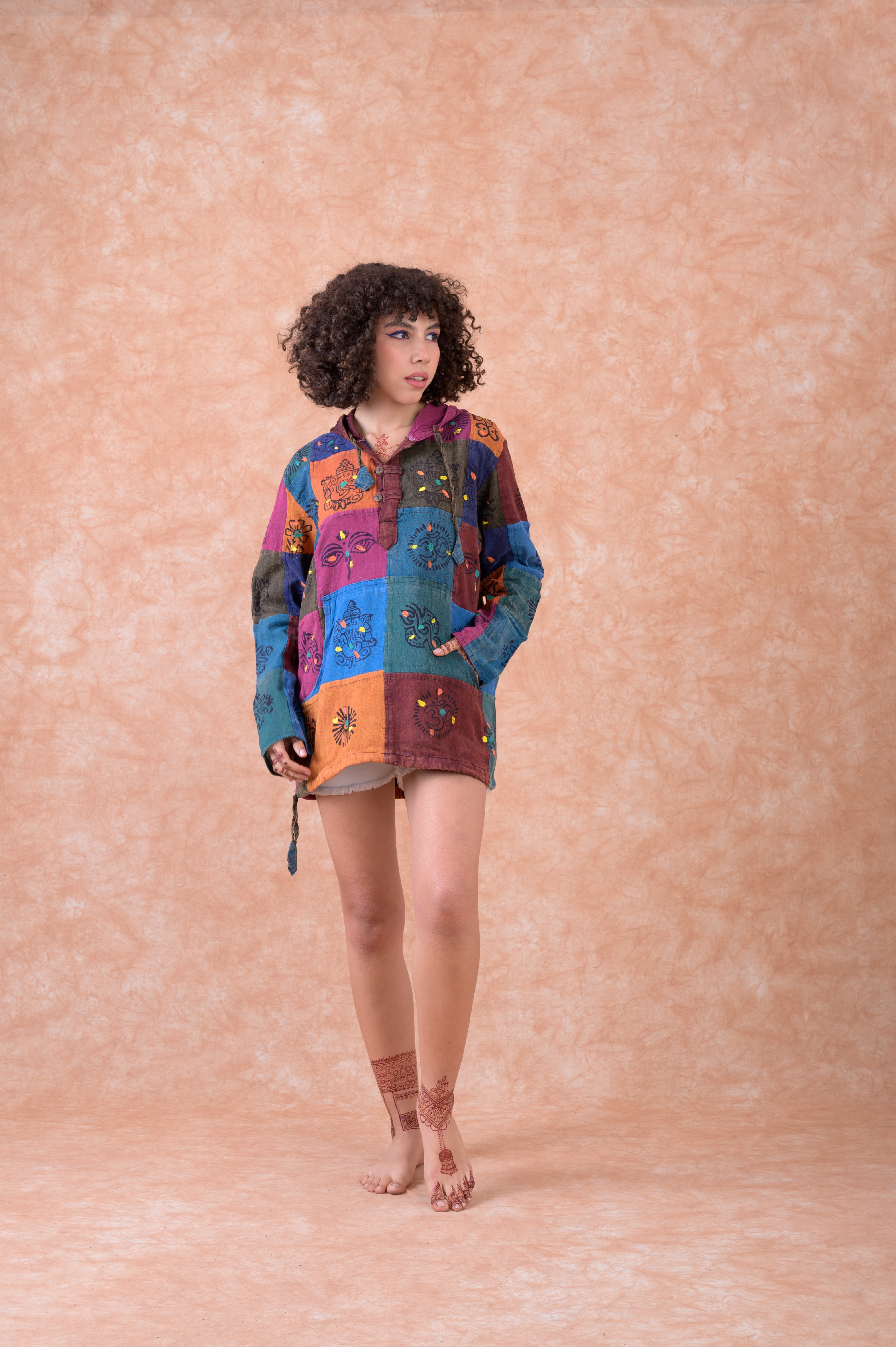 Patchwork Henley Hoodie