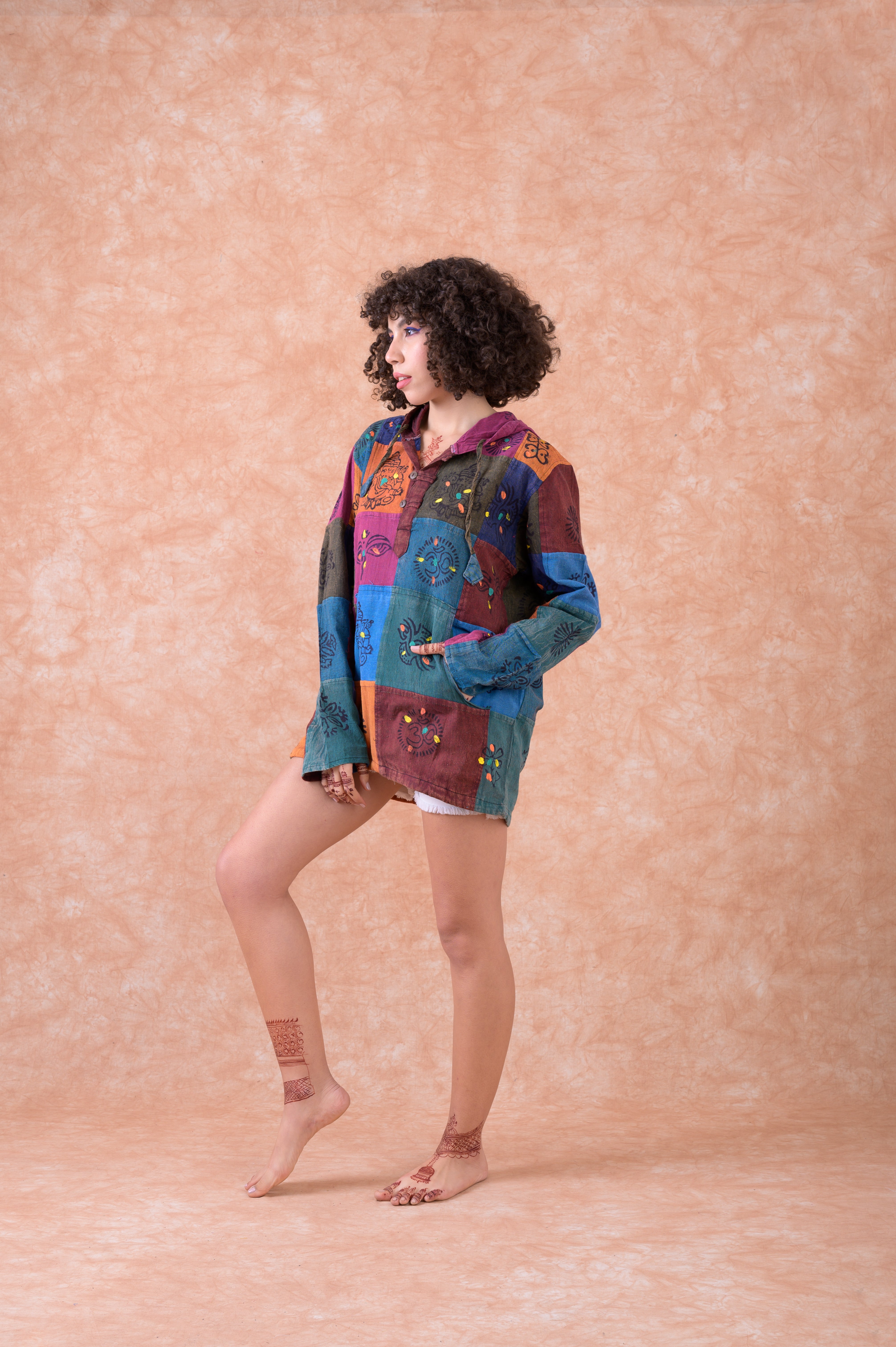 Patchwork Henley Hoodie