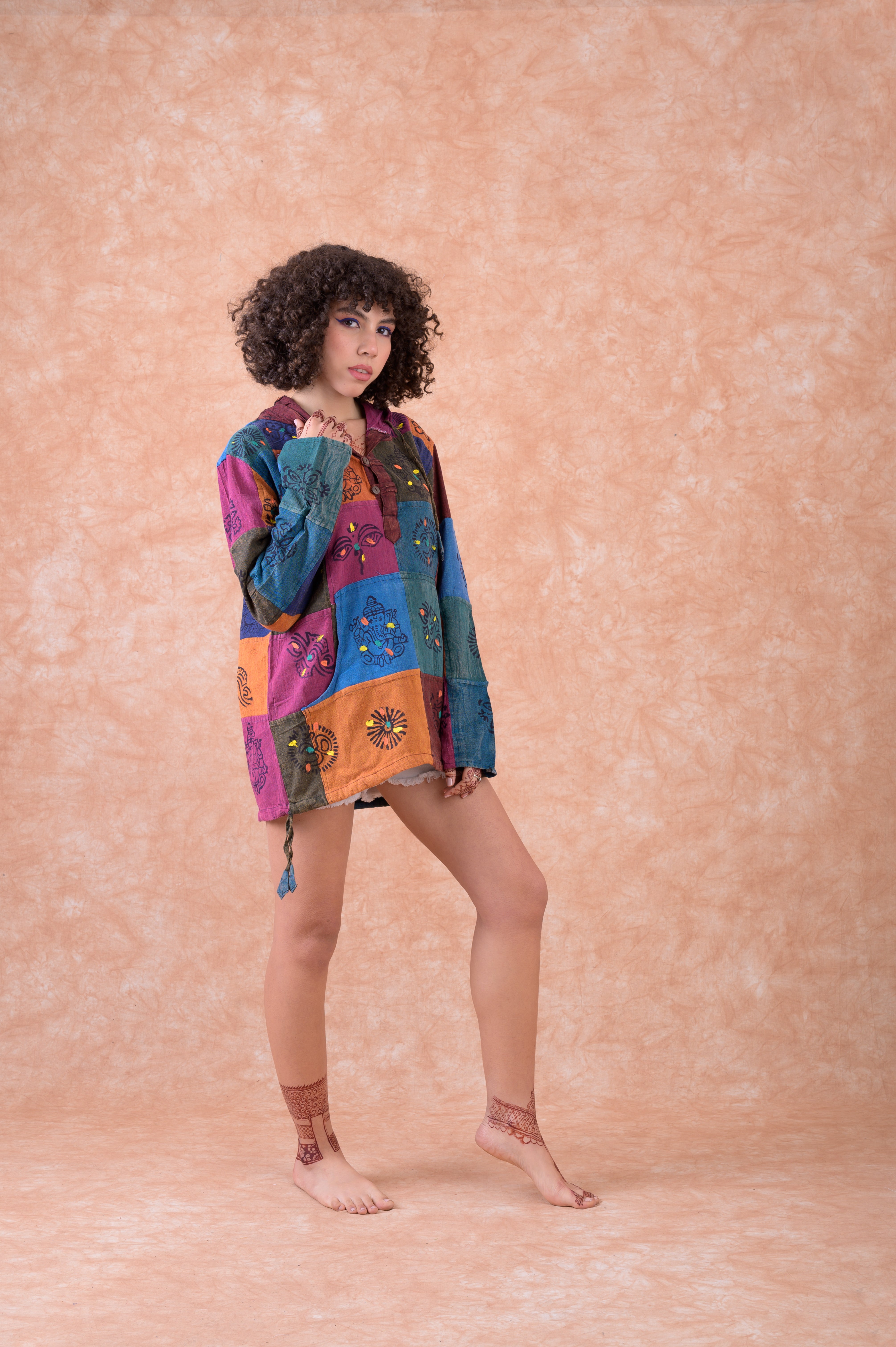 Patchwork Henley Hoodie