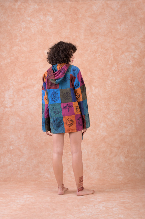 Patchwork Henley Hoodie