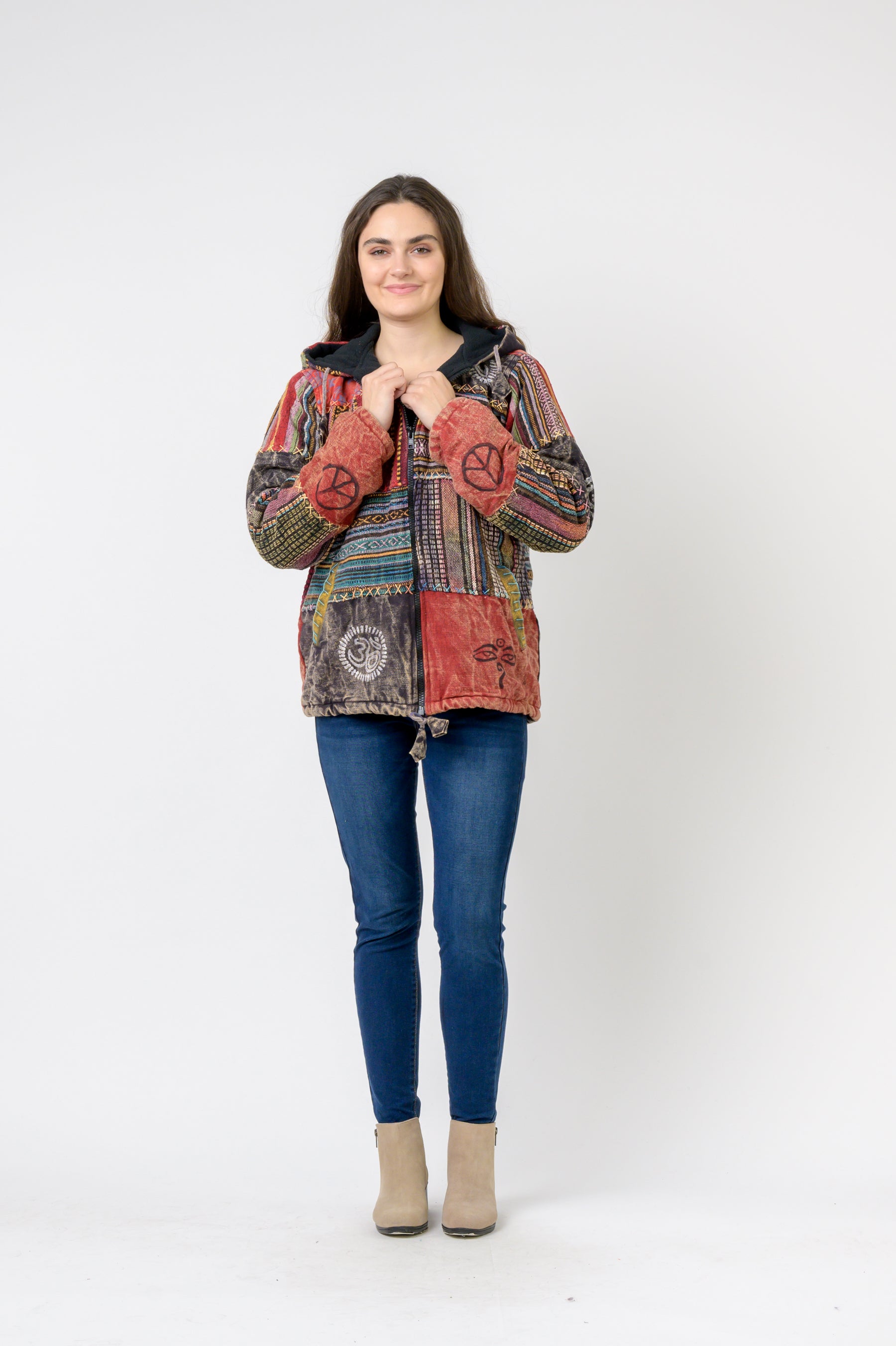 Rhea Pied Zipper Hoodie