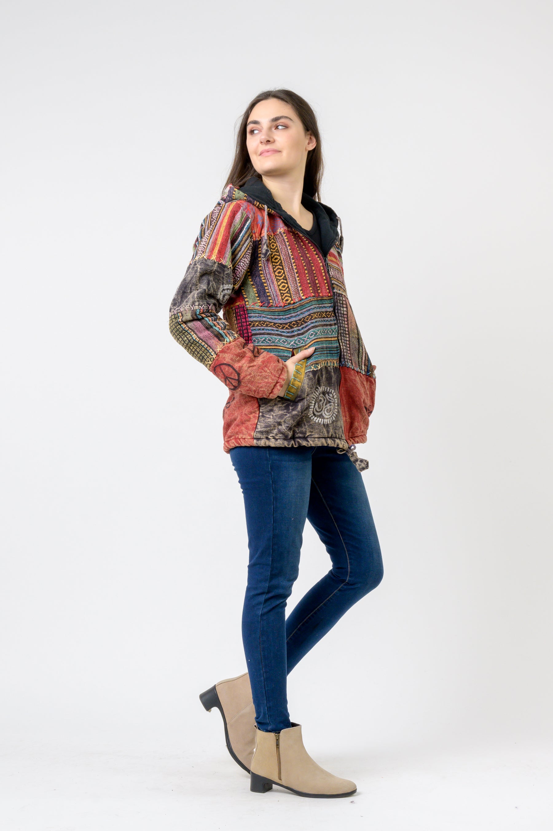 Rhea Pied Zipper Hoodie