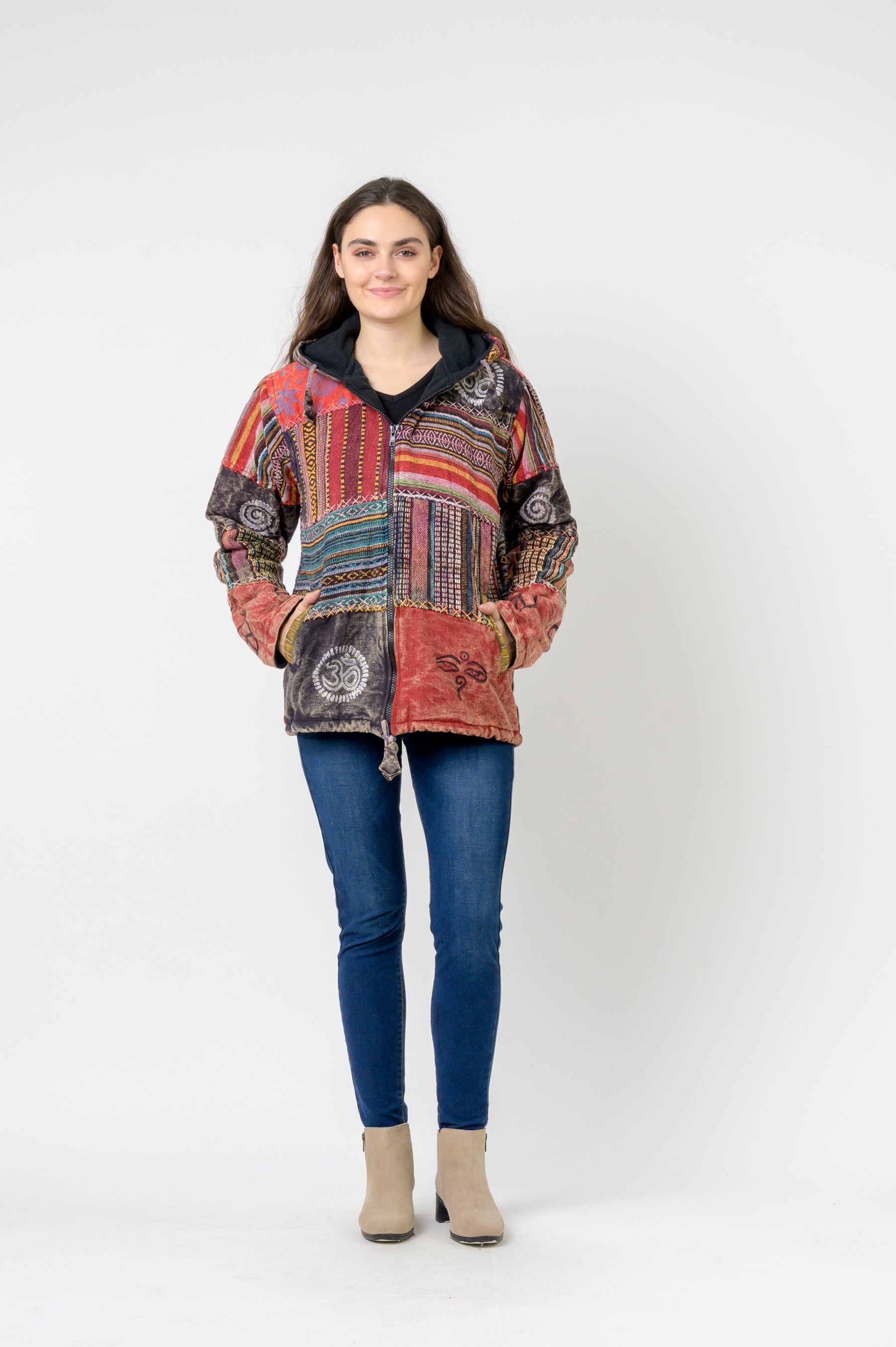 Rhea Pied Zipper Hoodie