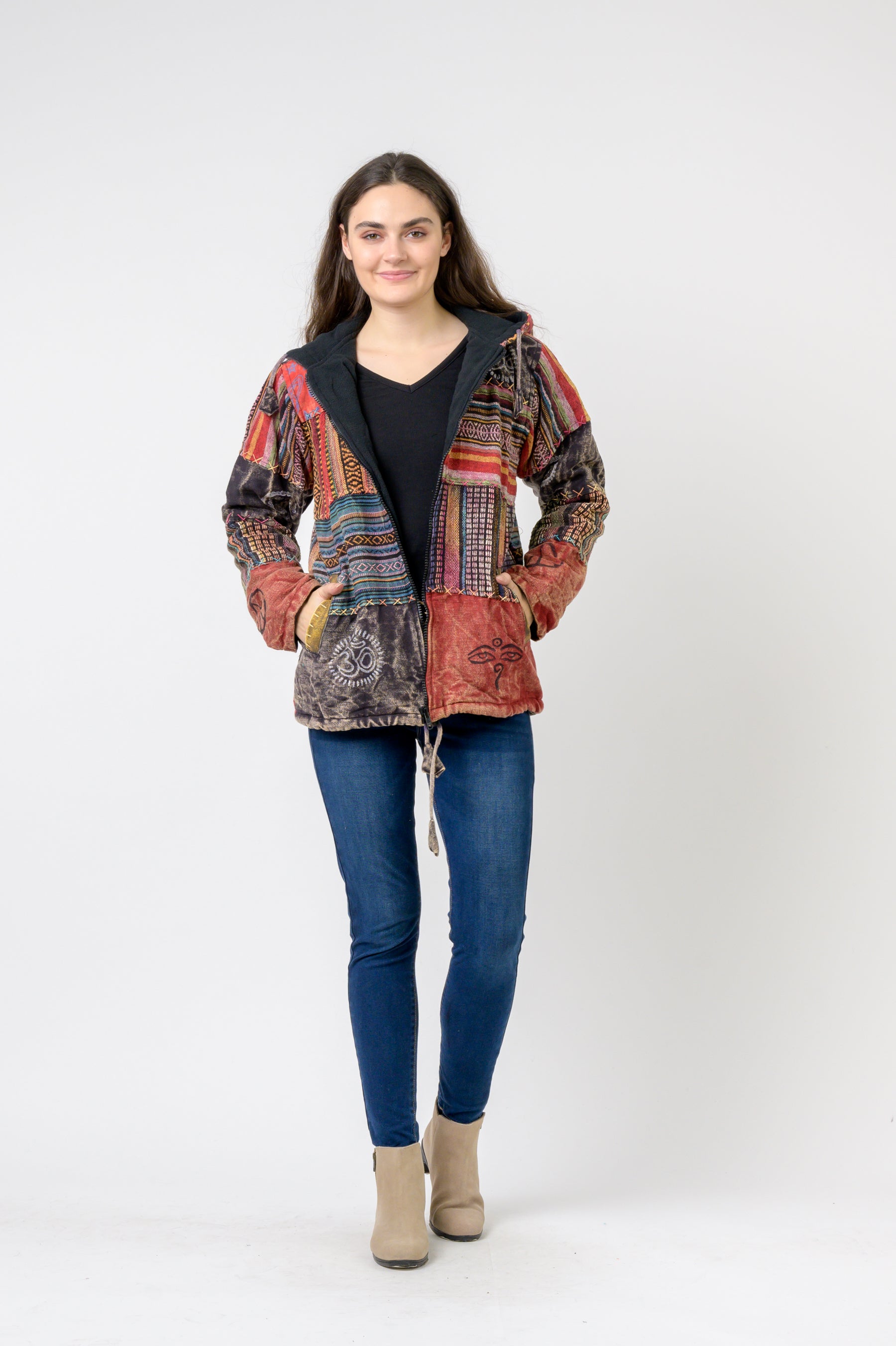 Rhea Pied Zipper Hoodie