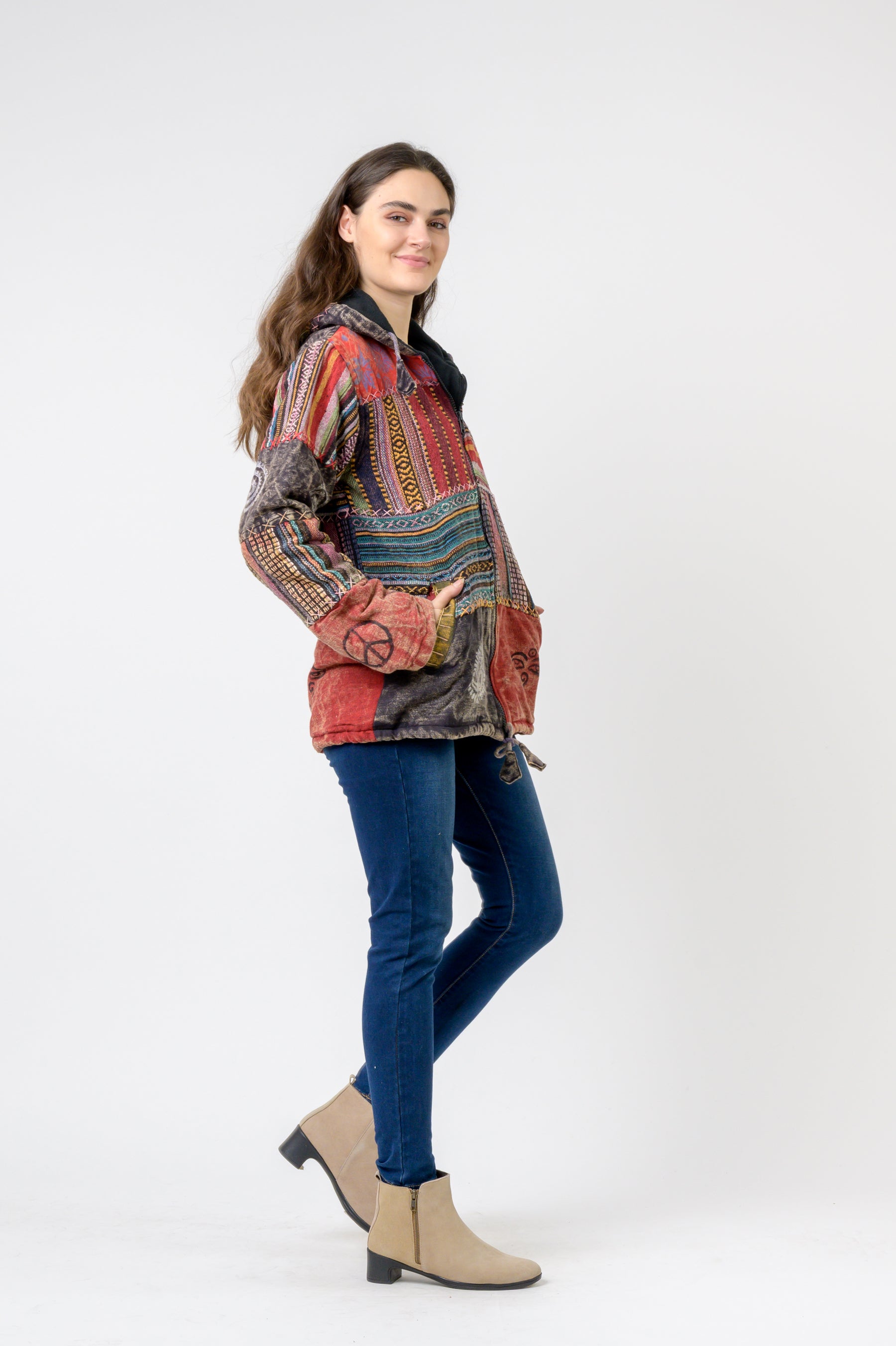 Rhea Pied Zipper Hoodie