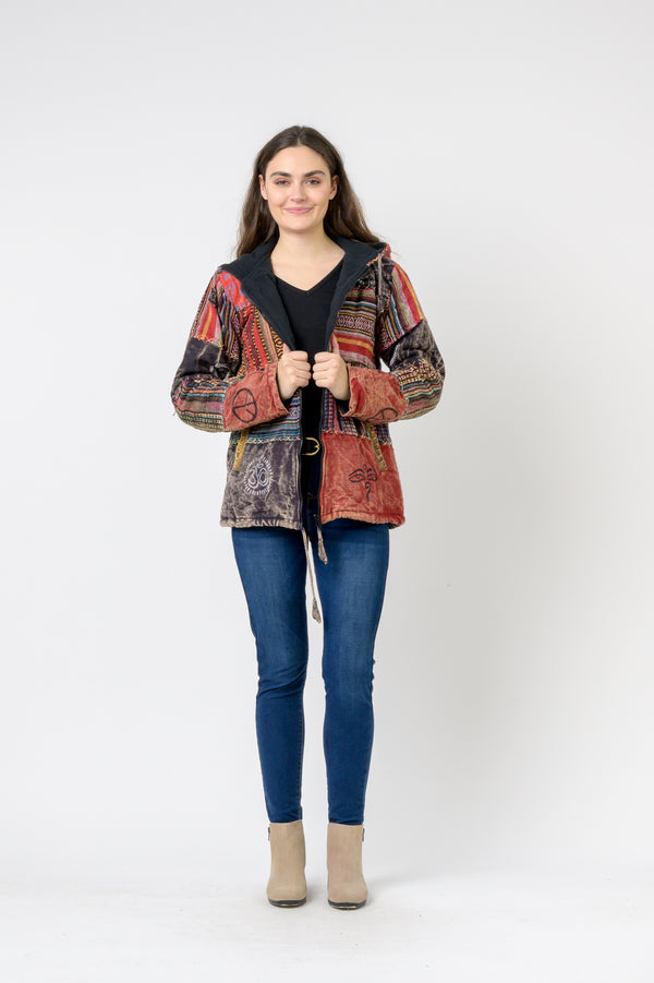 Rhea Pied Zipper Hoodie