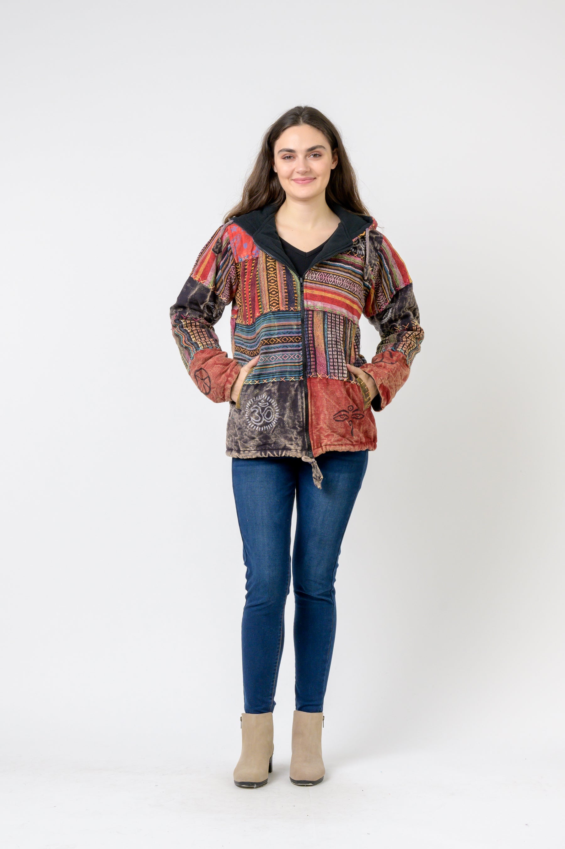 Rhea Pied Zipper Hoodie