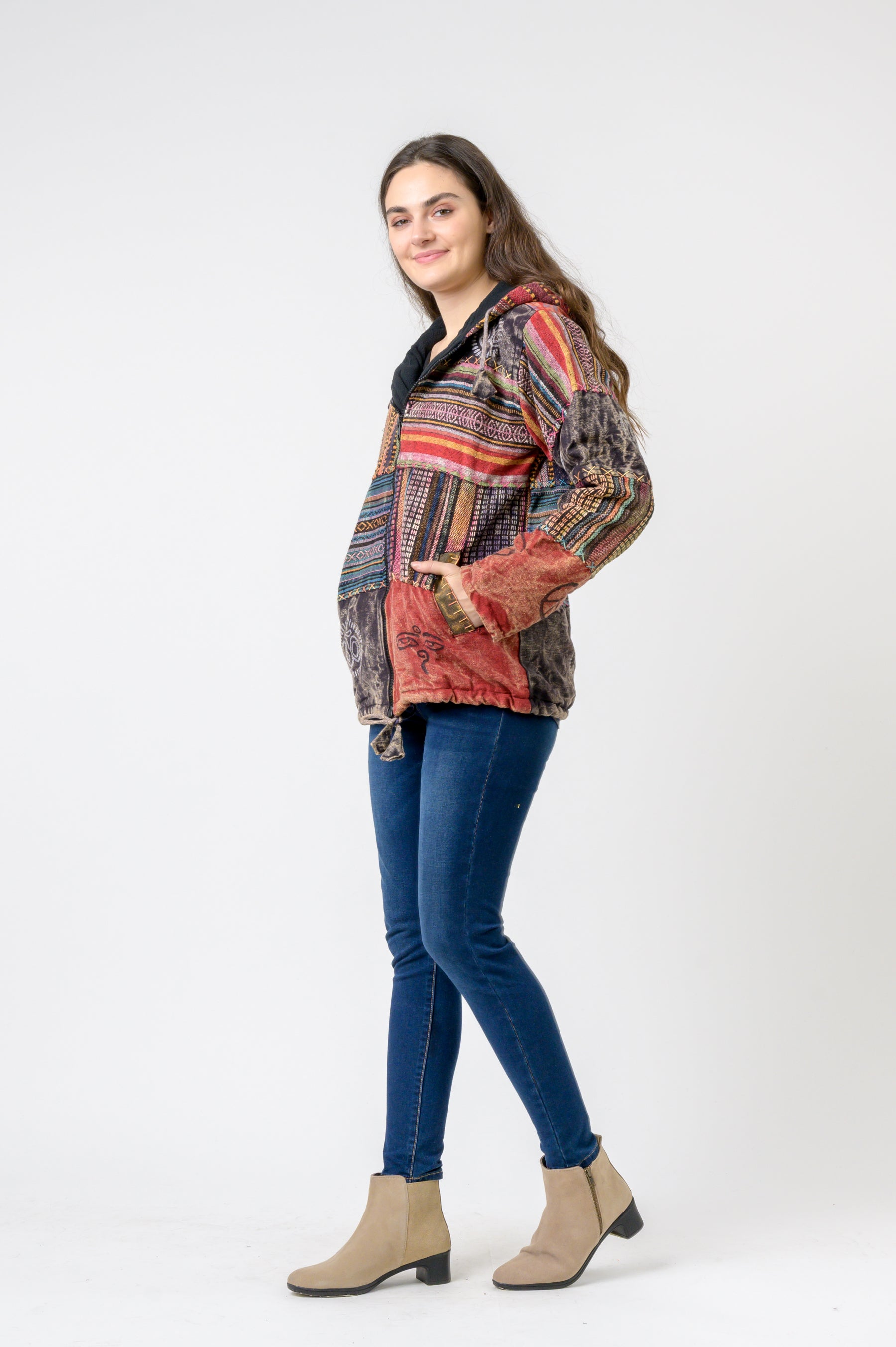 Rhea Pied Zipper Hoodie