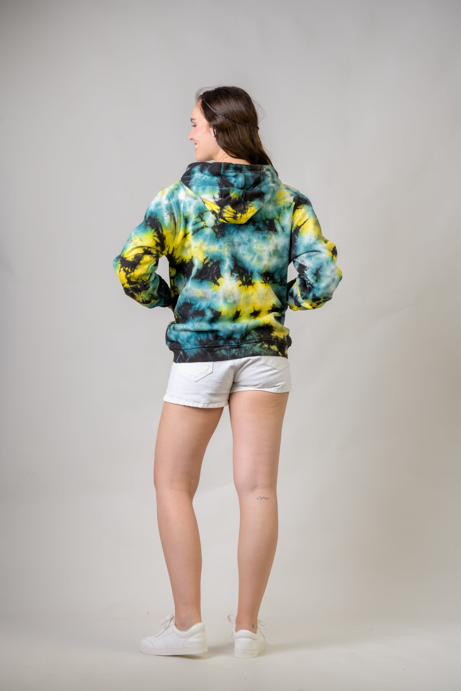 Forest Cotton Tie-Dye Hoodie - Blue