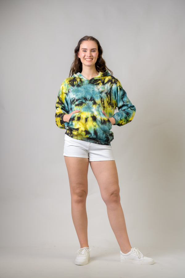 Forest Cotton Tie-Dye Hoodie - Blue