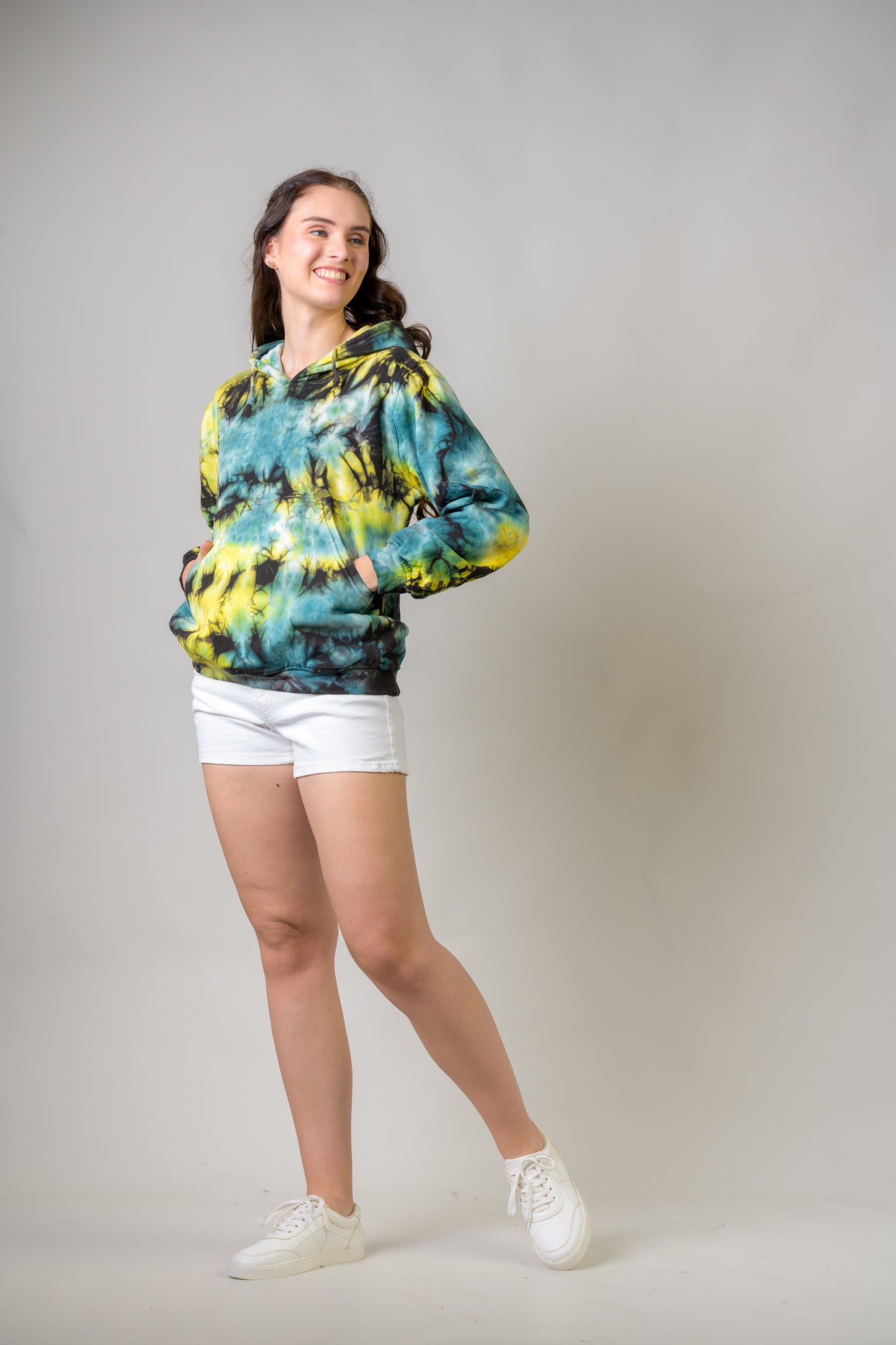 Forest Cotton Tie-Dye Hoodie - Blue