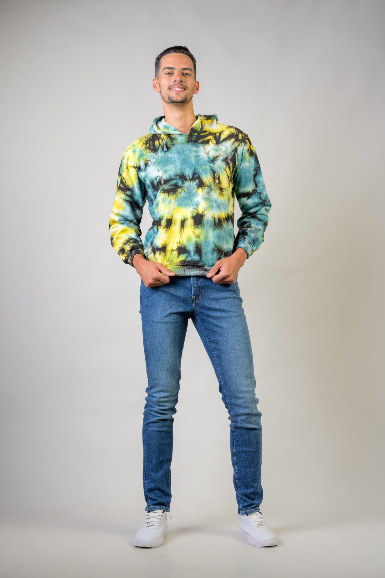 Forest Cotton Tie-Dye Hoodie - Blue