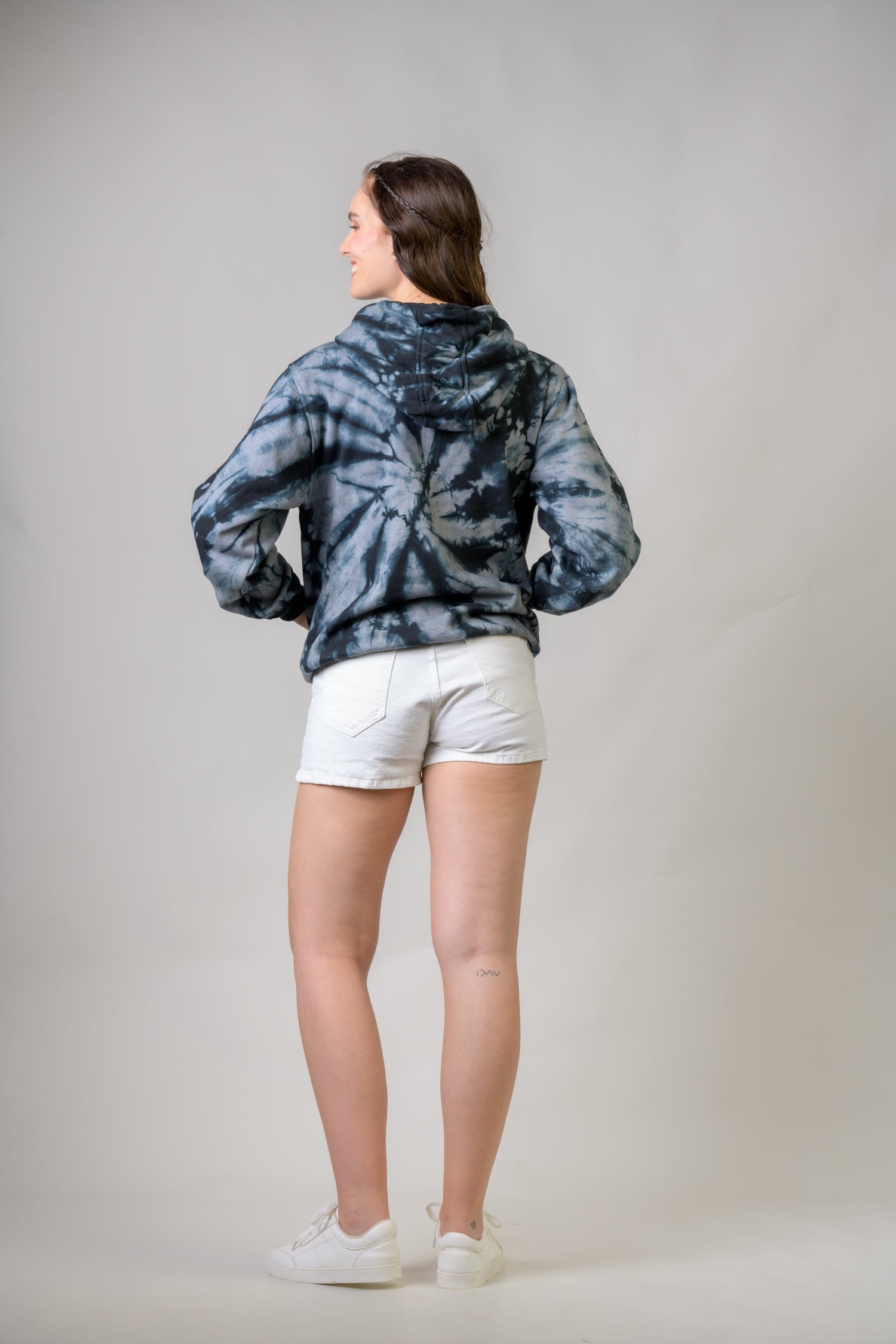 Trippy Cotton Tie-Dye Hoodie - Black