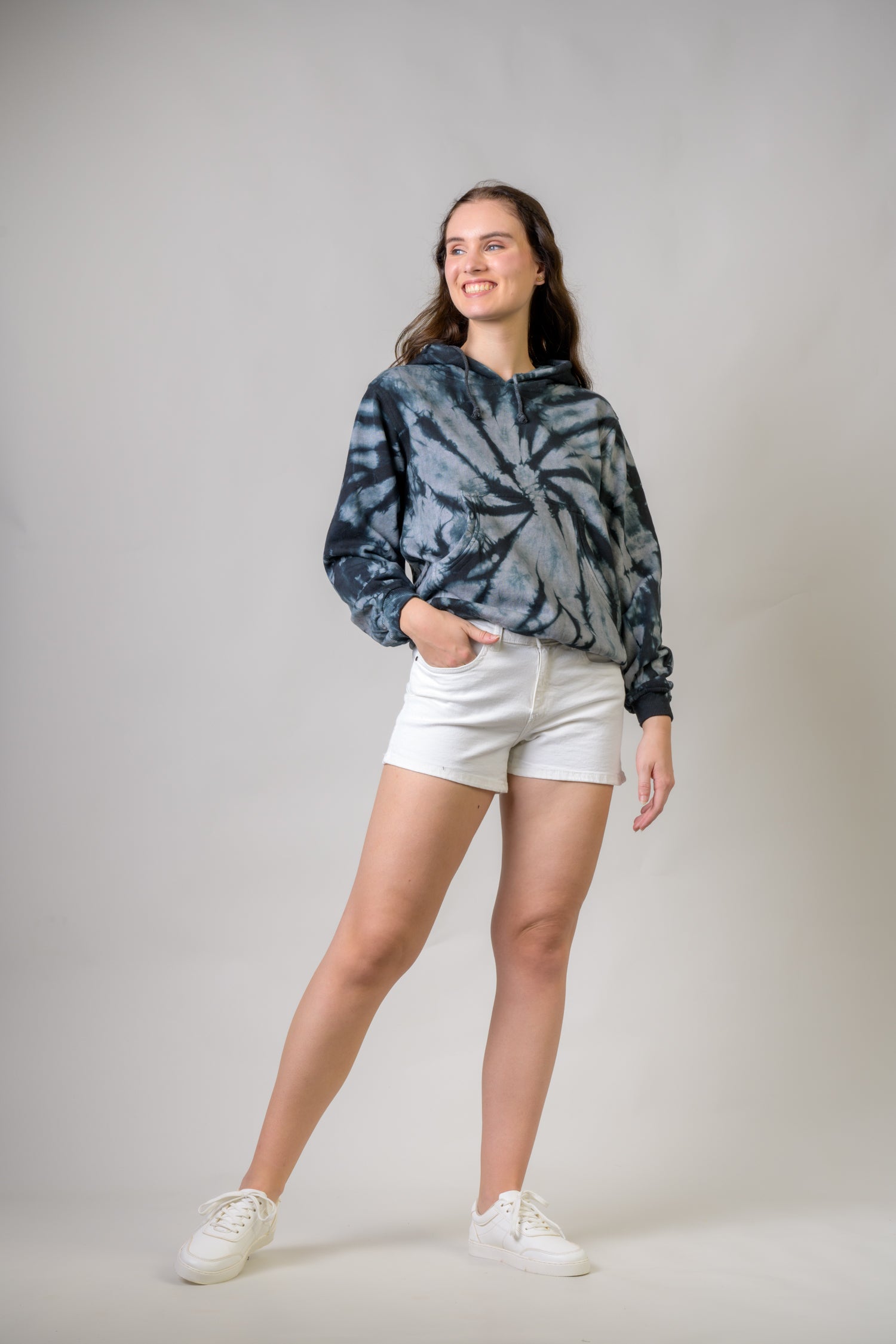 Trippy Cotton Tie-Dye Hoodie - Black